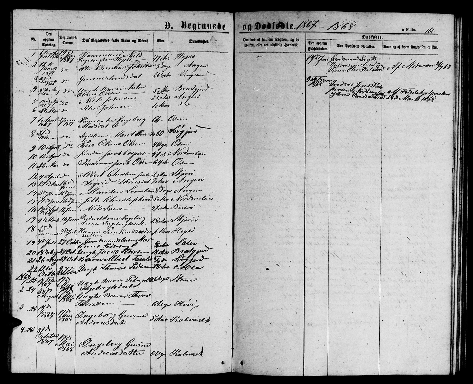 Ministerialprotokoller, klokkerbøker og fødselsregistre - Sør-Trøndelag, SAT/A-1456/658/L0725: Parish register (copy) no. 658C01, 1867-1882, p. 161