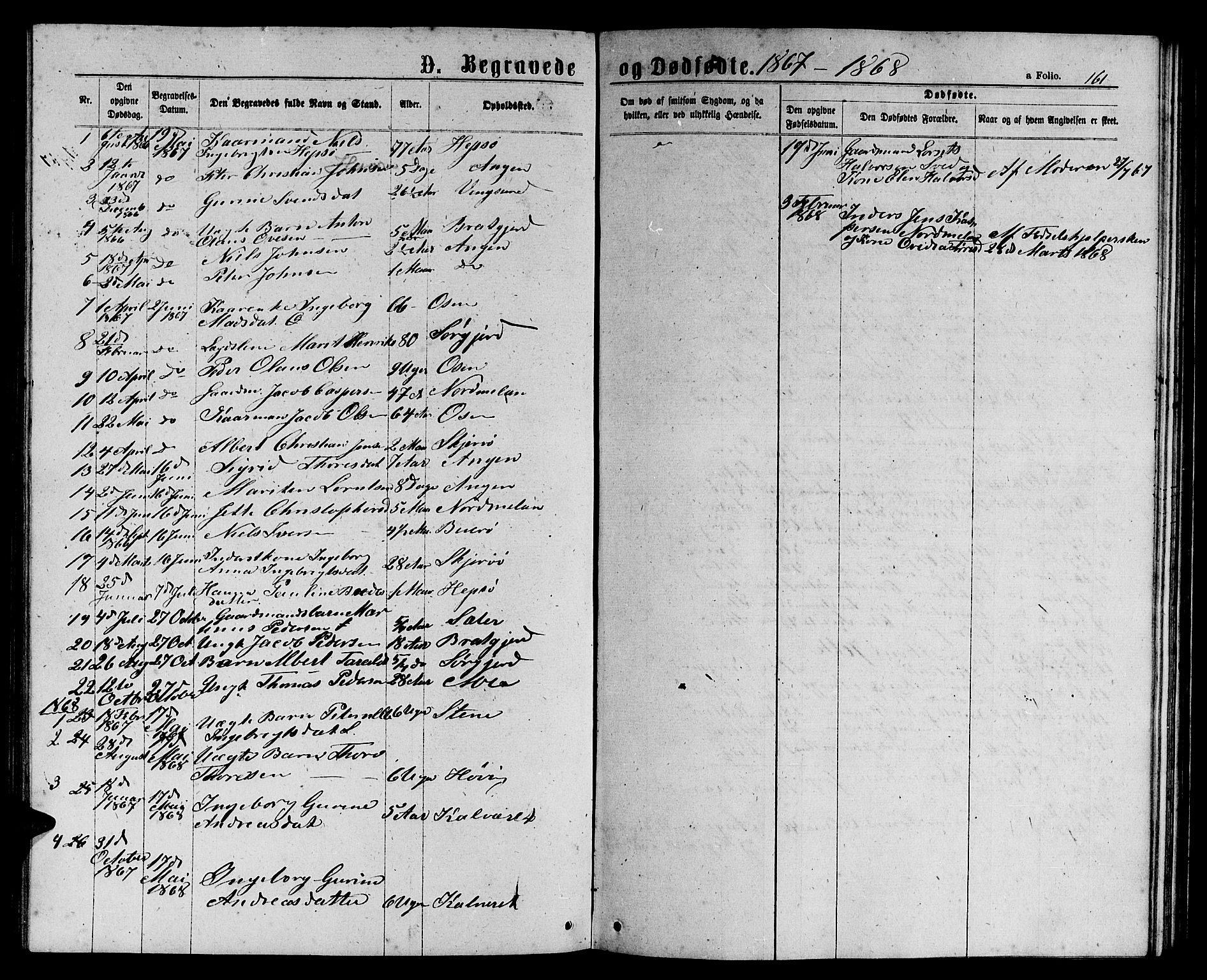 Ministerialprotokoller, klokkerbøker og fødselsregistre - Sør-Trøndelag, AV/SAT-A-1456/658/L0725: Parish register (copy) no. 658C01, 1867-1882, p. 161