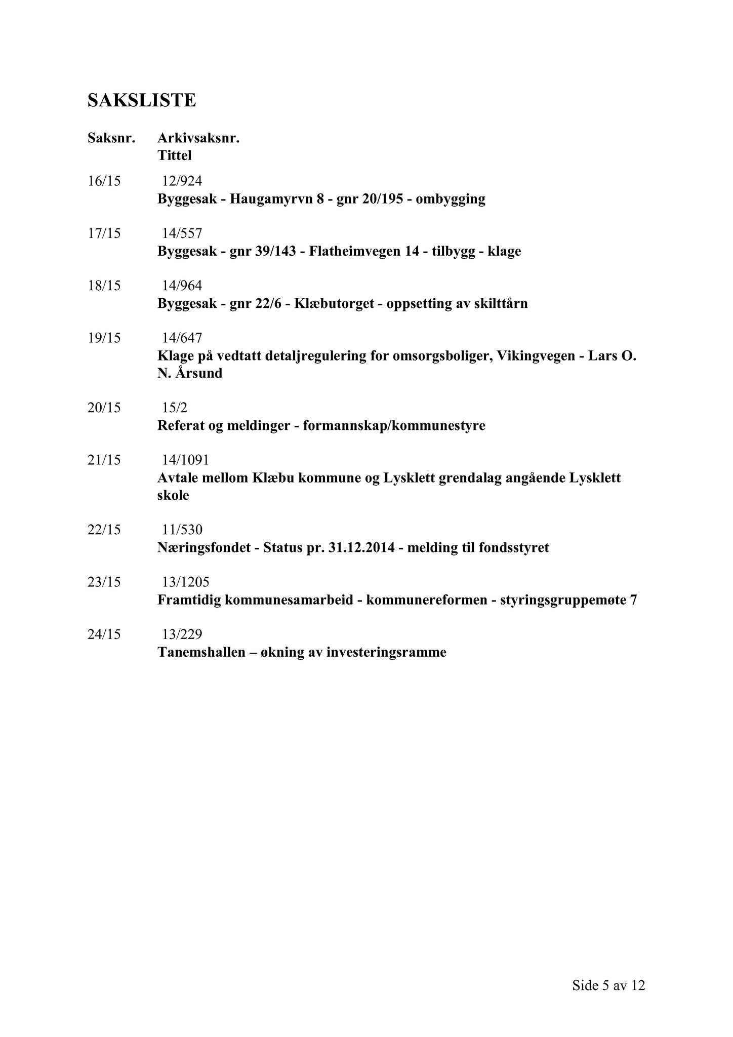 Klæbu Kommune, TRKO/KK/02-FS/L008: Formannsskapet - Møtedokumenter, 2015, p. 671