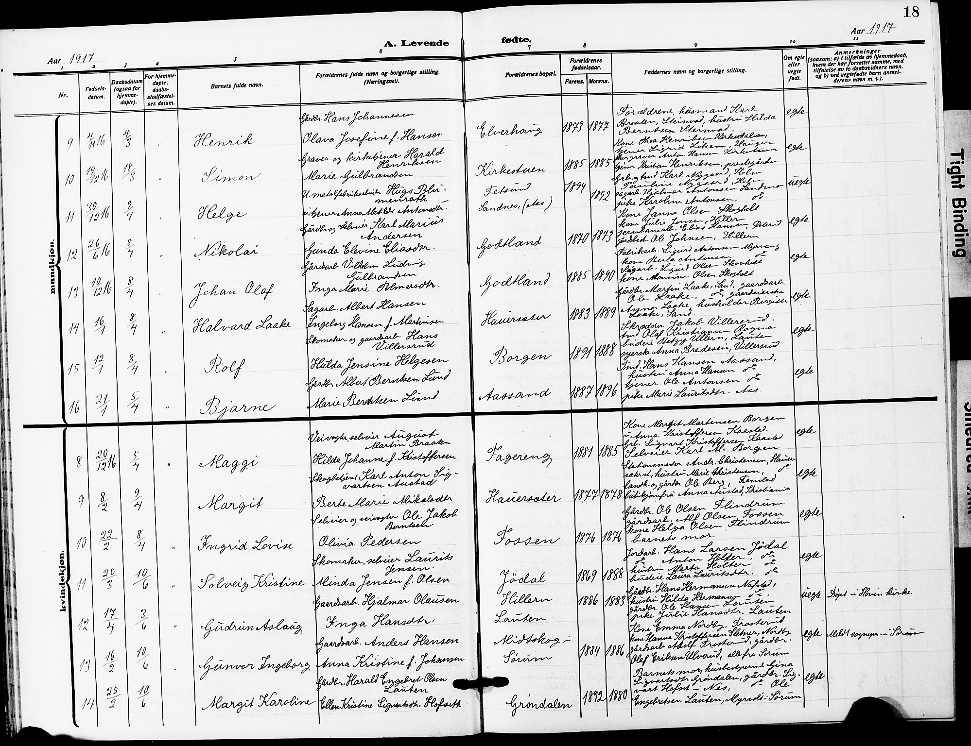 Ullensaker prestekontor Kirkebøker, AV/SAO-A-10236a/G/Ga/L0003: Parish register (copy) no. I 3, 1914-1929, p. 18