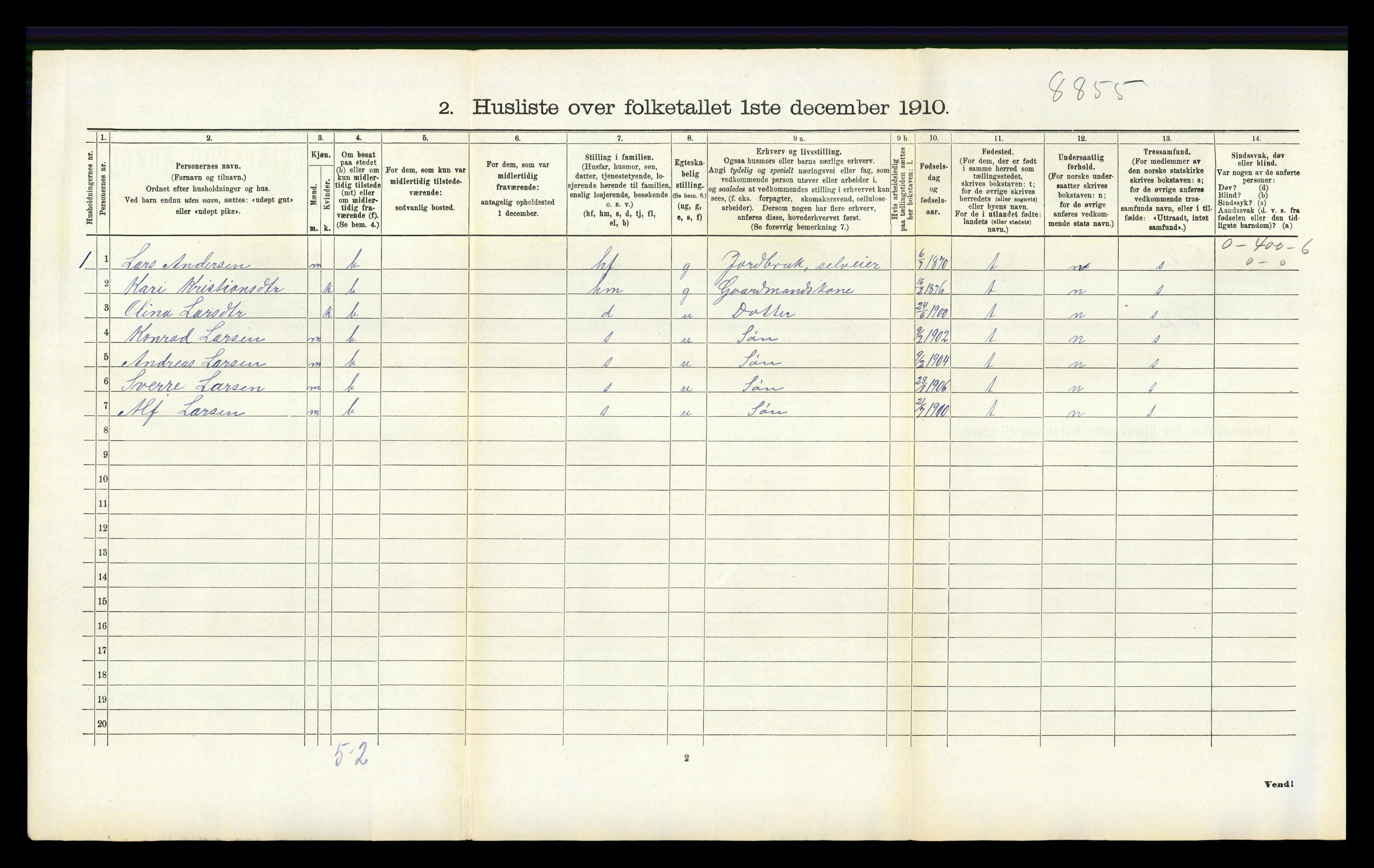 RA, 1910 census for Hamre, 1910, p. 215