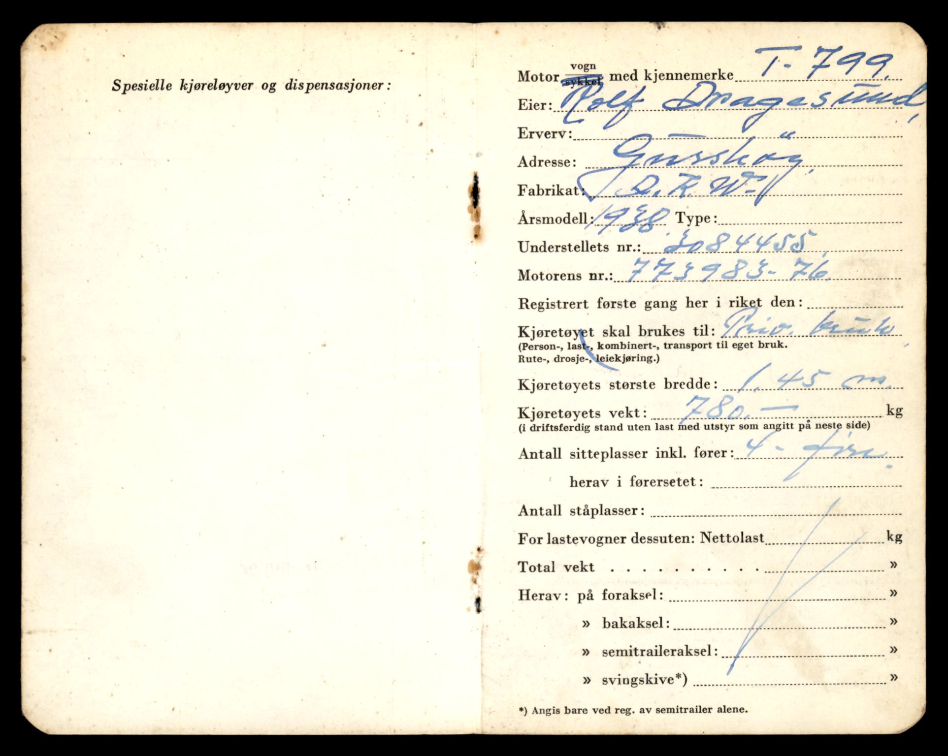 Møre og Romsdal vegkontor - Ålesund trafikkstasjon, SAT/A-4099/F/Fe/L0008: Registreringskort for kjøretøy T 747 - T 894, 1927-1998, p. 1570