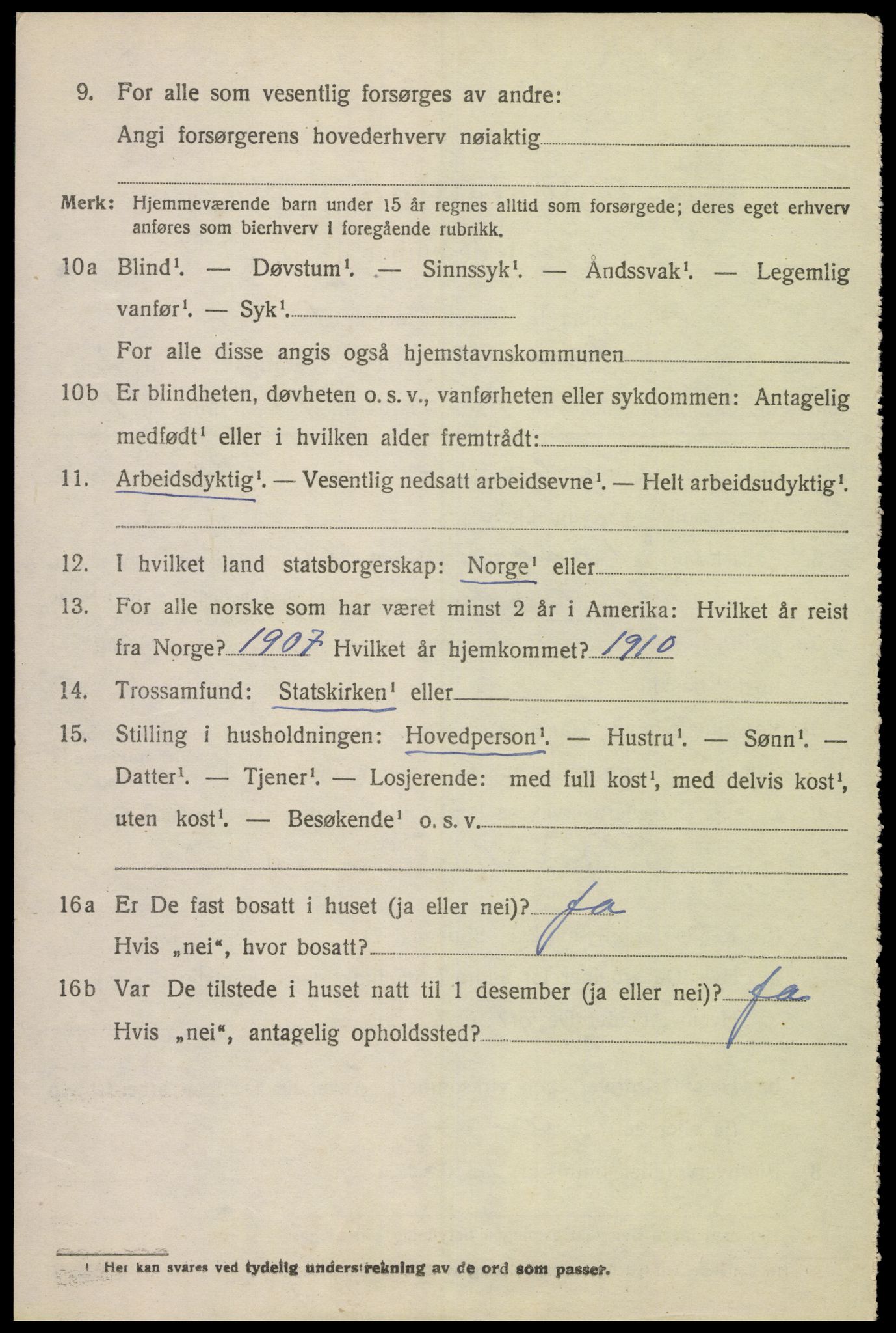 SAK, 1920 census for Herad, 1920, p. 1043