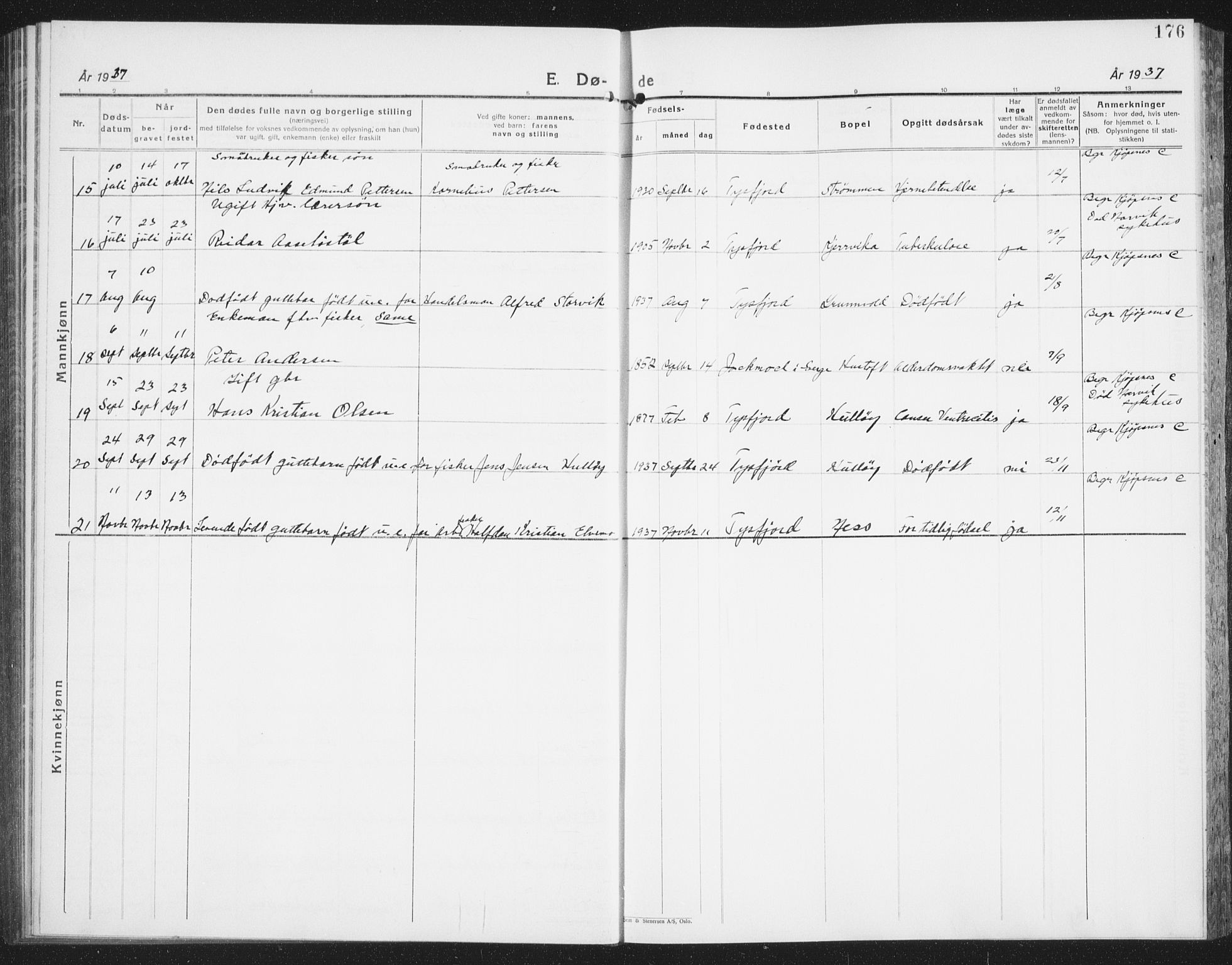 Ministerialprotokoller, klokkerbøker og fødselsregistre - Nordland, SAT/A-1459/861/L0879: Parish register (copy) no. 861C05, 1926-1939, p. 176