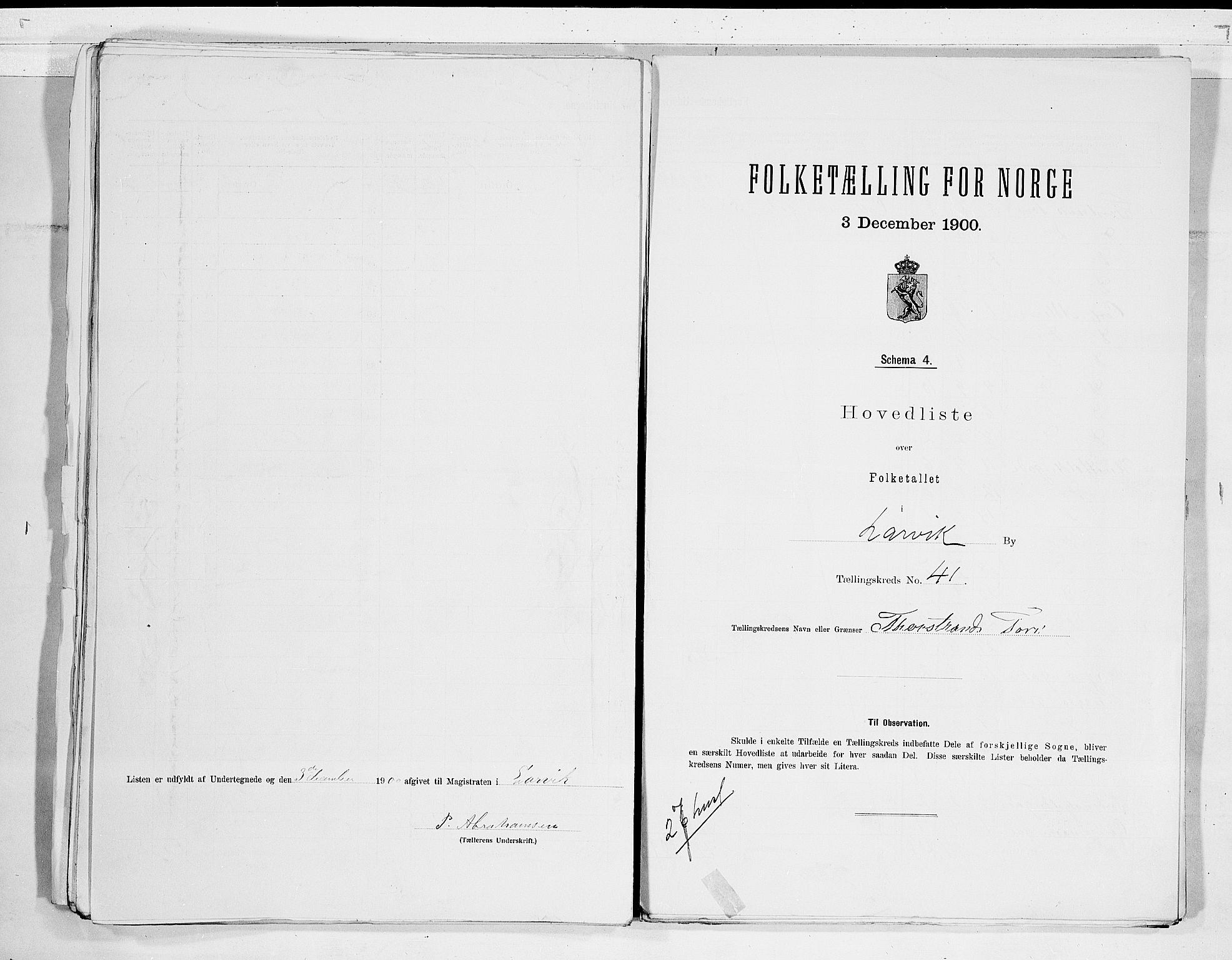 RA, 1900 census for Larvik, 1900, p. 84