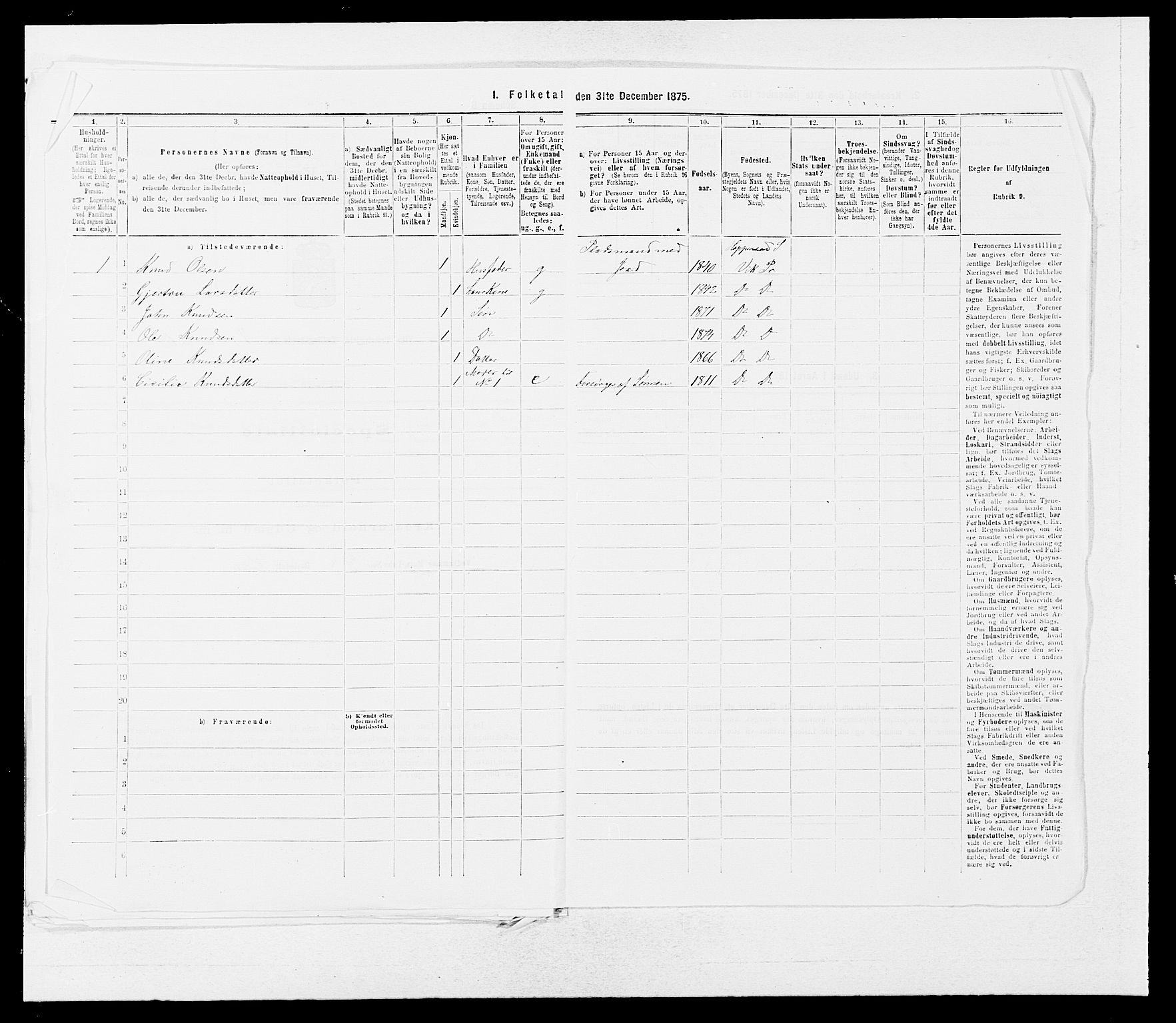 SAB, 1875 census for 1417P Vik, 1875, p. 521