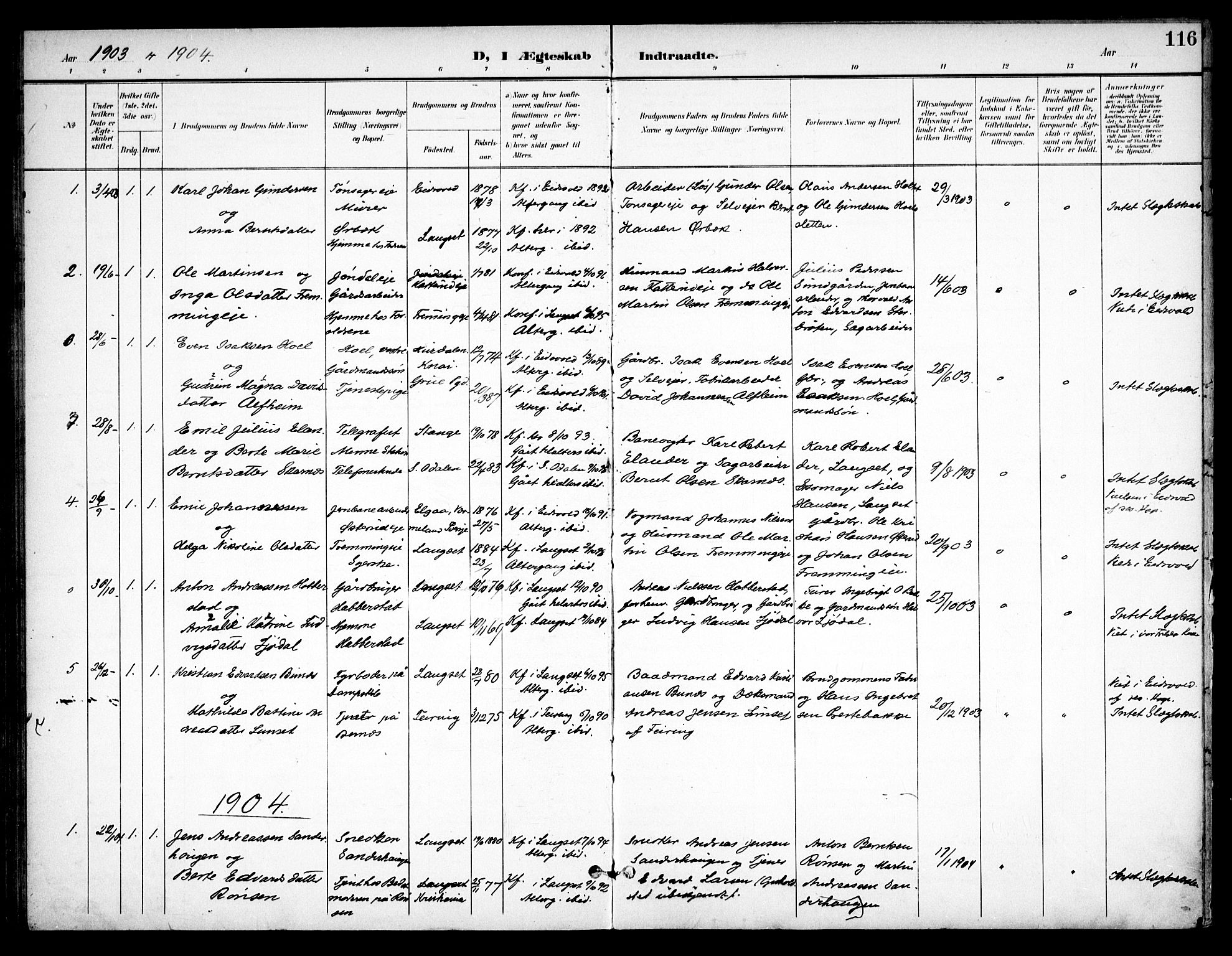 Eidsvoll prestekontor Kirkebøker, AV/SAO-A-10888/F/Fb/L0003: Parish register (official) no. II 3, 1898-1909, p. 116