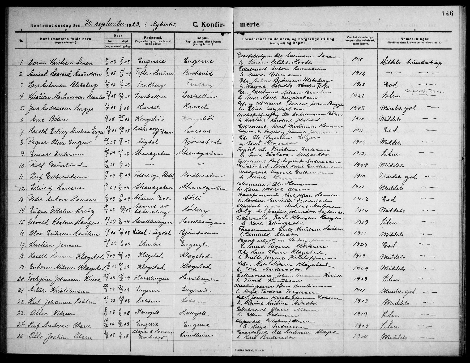 Modum kirkebøker, AV/SAKO-A-234/F/Fa/L0018: Parish register (official) no. 18, 1912-1924, p. 146