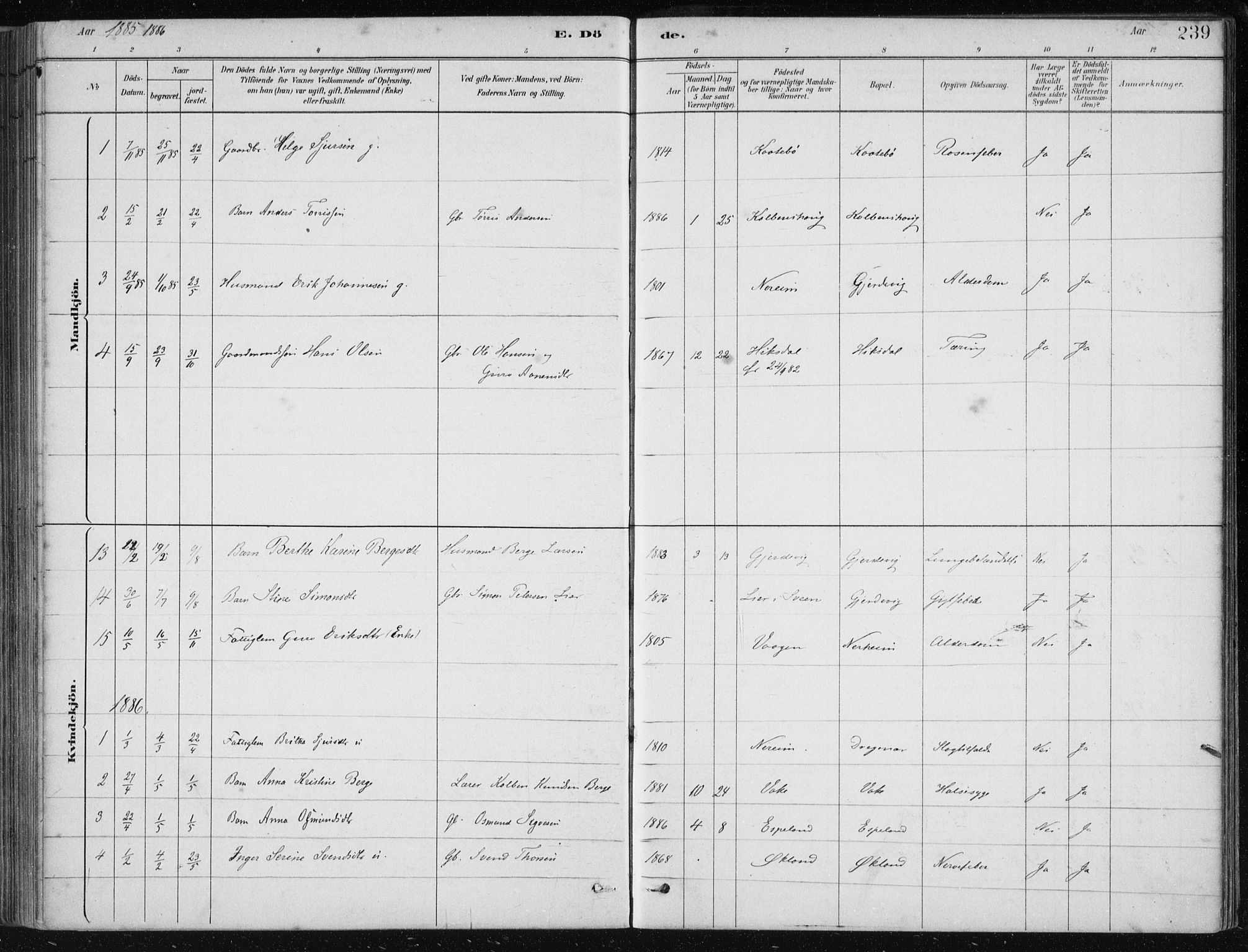 Fjelberg sokneprestembete, AV/SAB-A-75201/H/Haa: Parish register (official) no. D 1, 1879-1918, p. 239