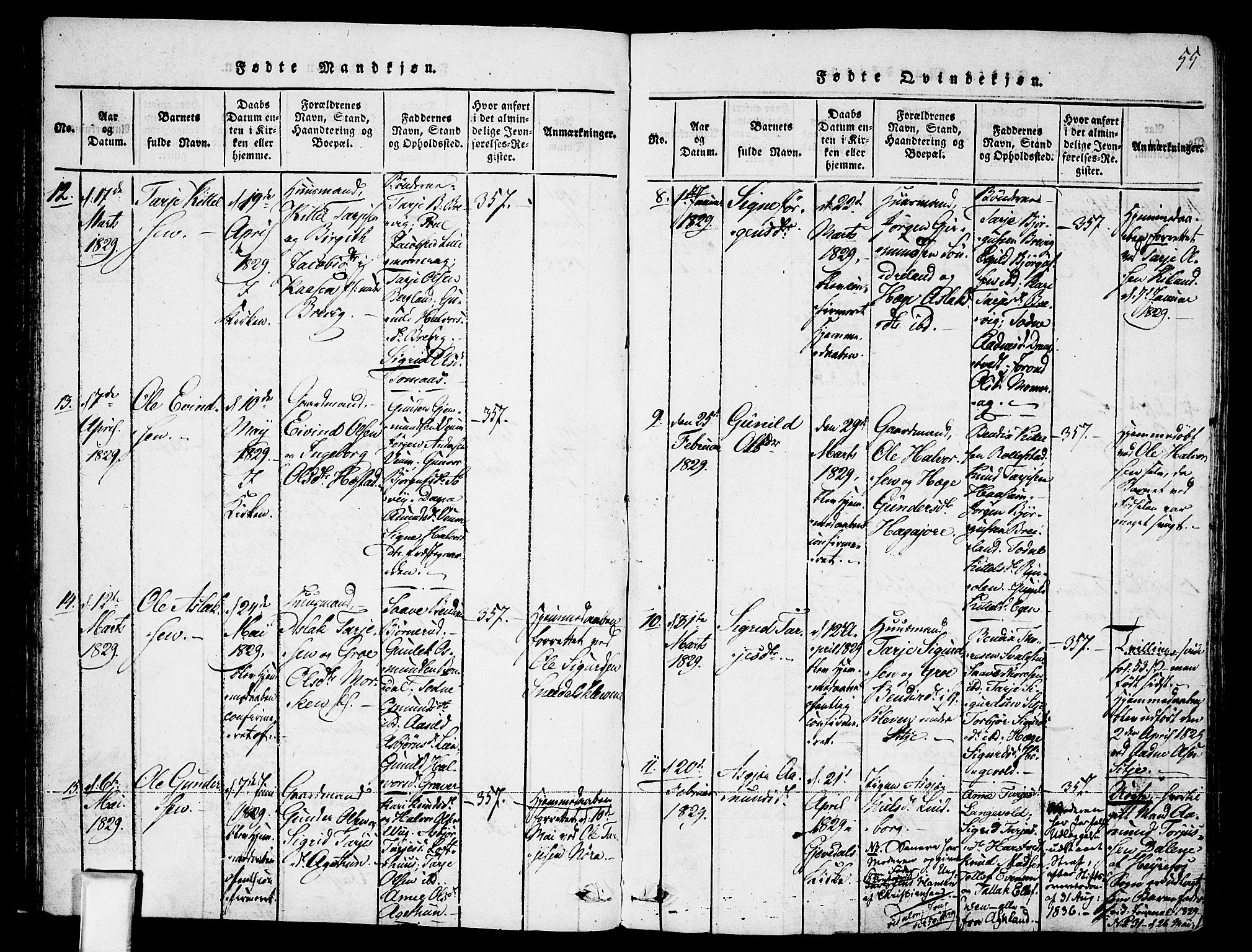 Fyresdal kirkebøker, SAKO/A-263/F/Fa/L0003: Parish register (official) no. I 3, 1815-1840, p. 55