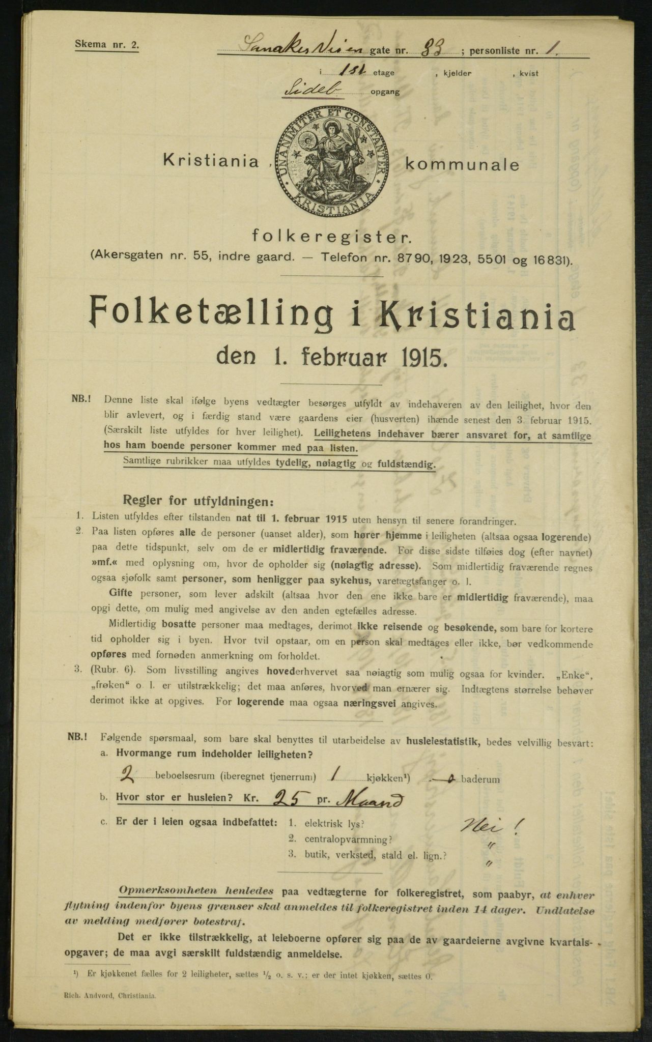 OBA, Municipal Census 1915 for Kristiania, 1915, p. 86669