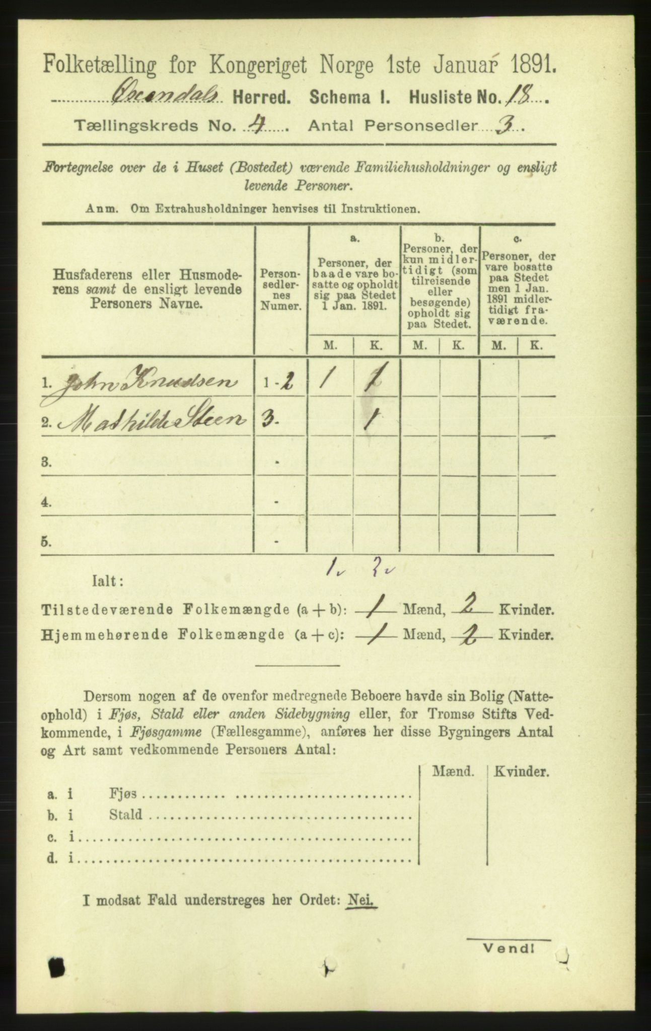 RA, 1891 census for 1561 Øksendal, 1891, p. 826