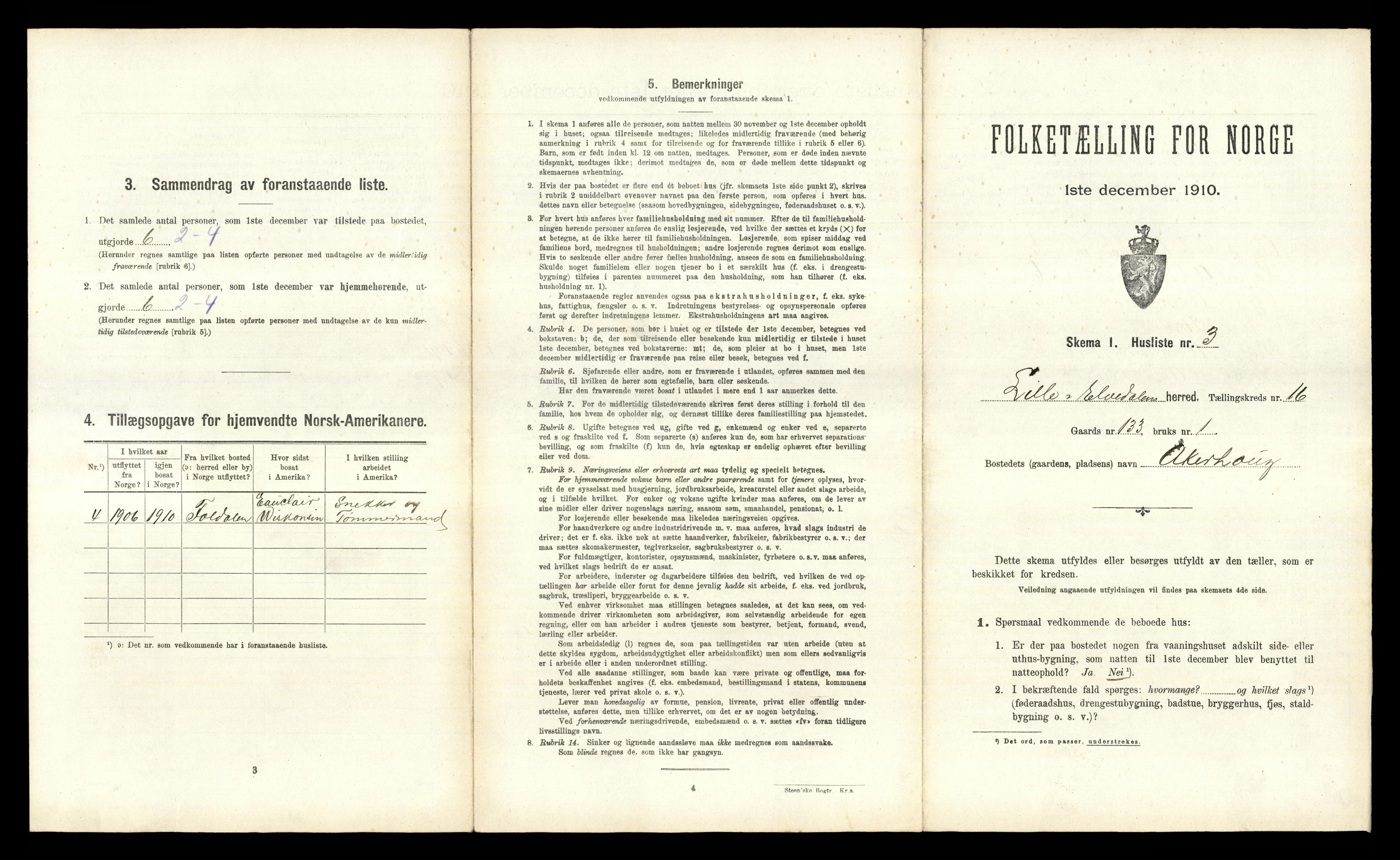 RA, 1910 census for Lille Elvedalen, 1910, p. 1267