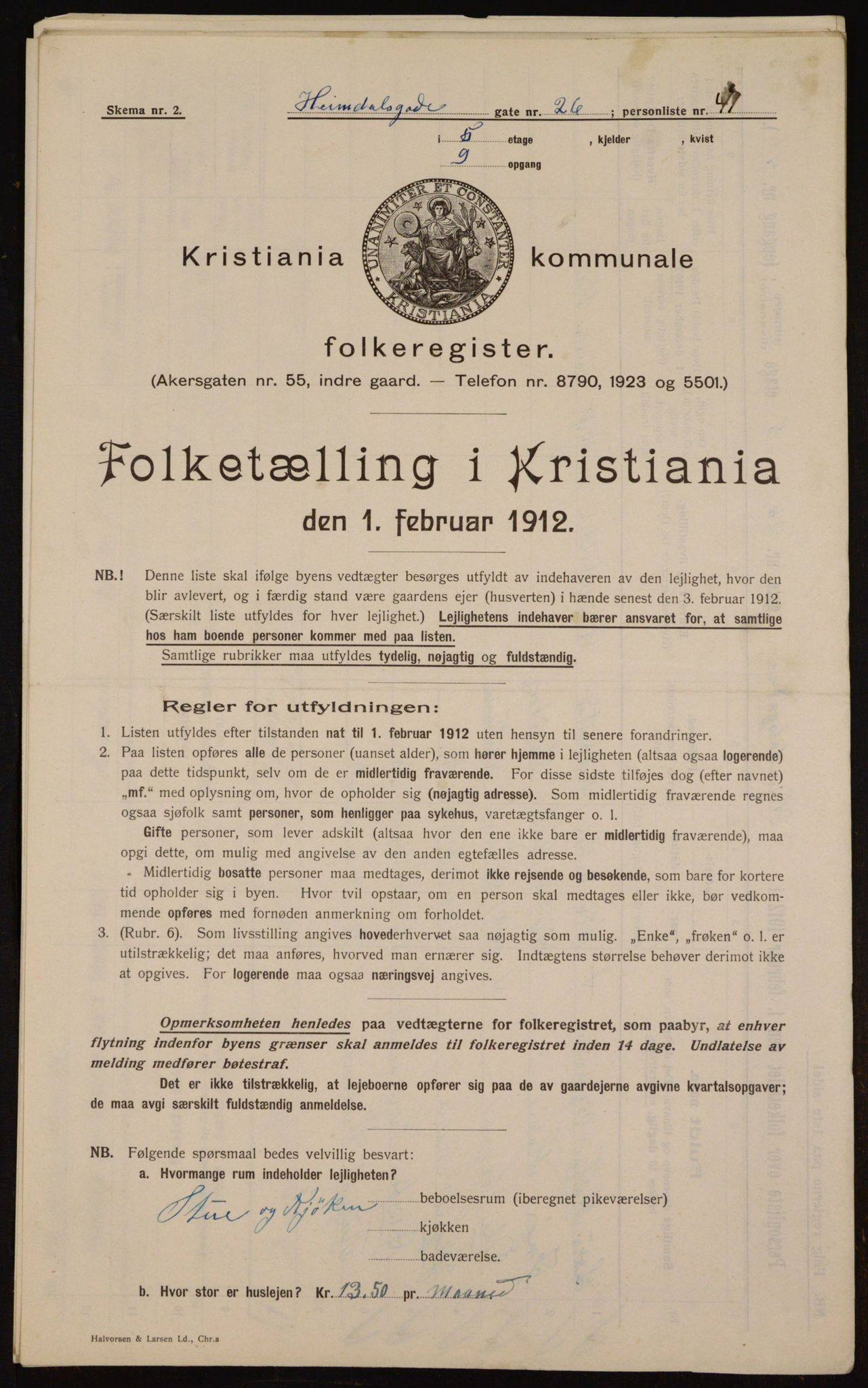 OBA, Municipal Census 1912 for Kristiania, 1912, p. 37262