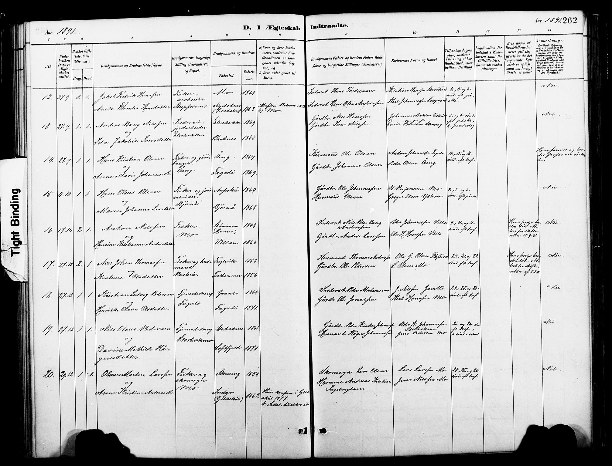 Ministerialprotokoller, klokkerbøker og fødselsregistre - Nordland, AV/SAT-A-1459/827/L0421: Parish register (copy) no. 827C10, 1887-1906, p. 262