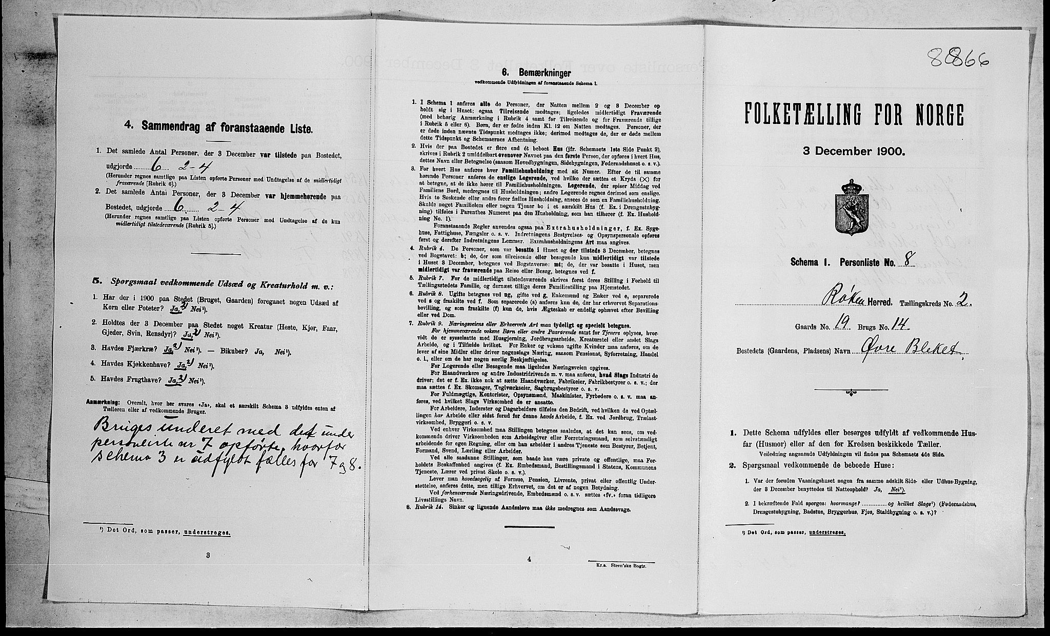 RA, 1900 census for Røyken, 1900, p. 184