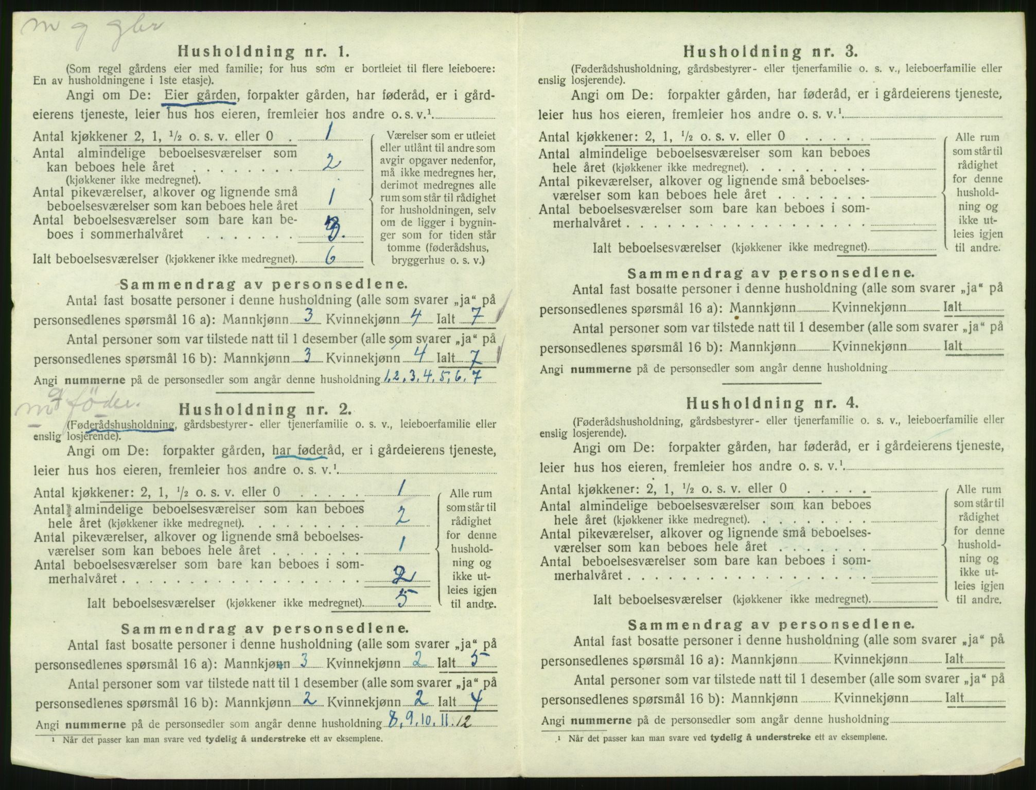 SAT, 1920 census for Nesset, 1920, p. 99