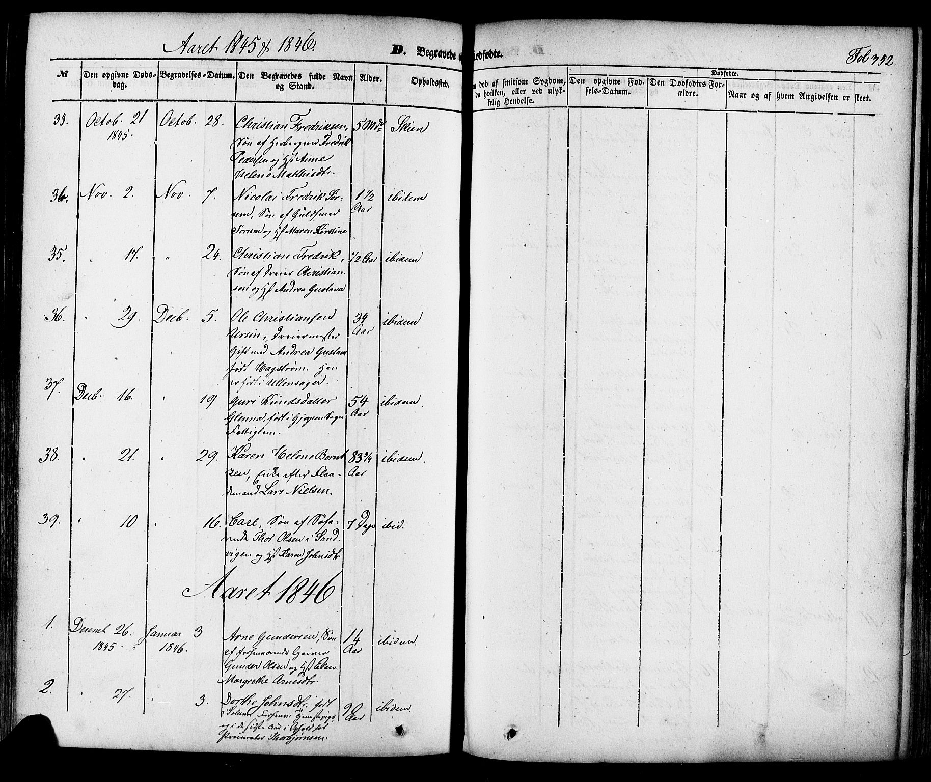 Skien kirkebøker, SAKO/A-302/F/Fa/L0006a: Parish register (official) no. 6A, 1843-1856, p. 352