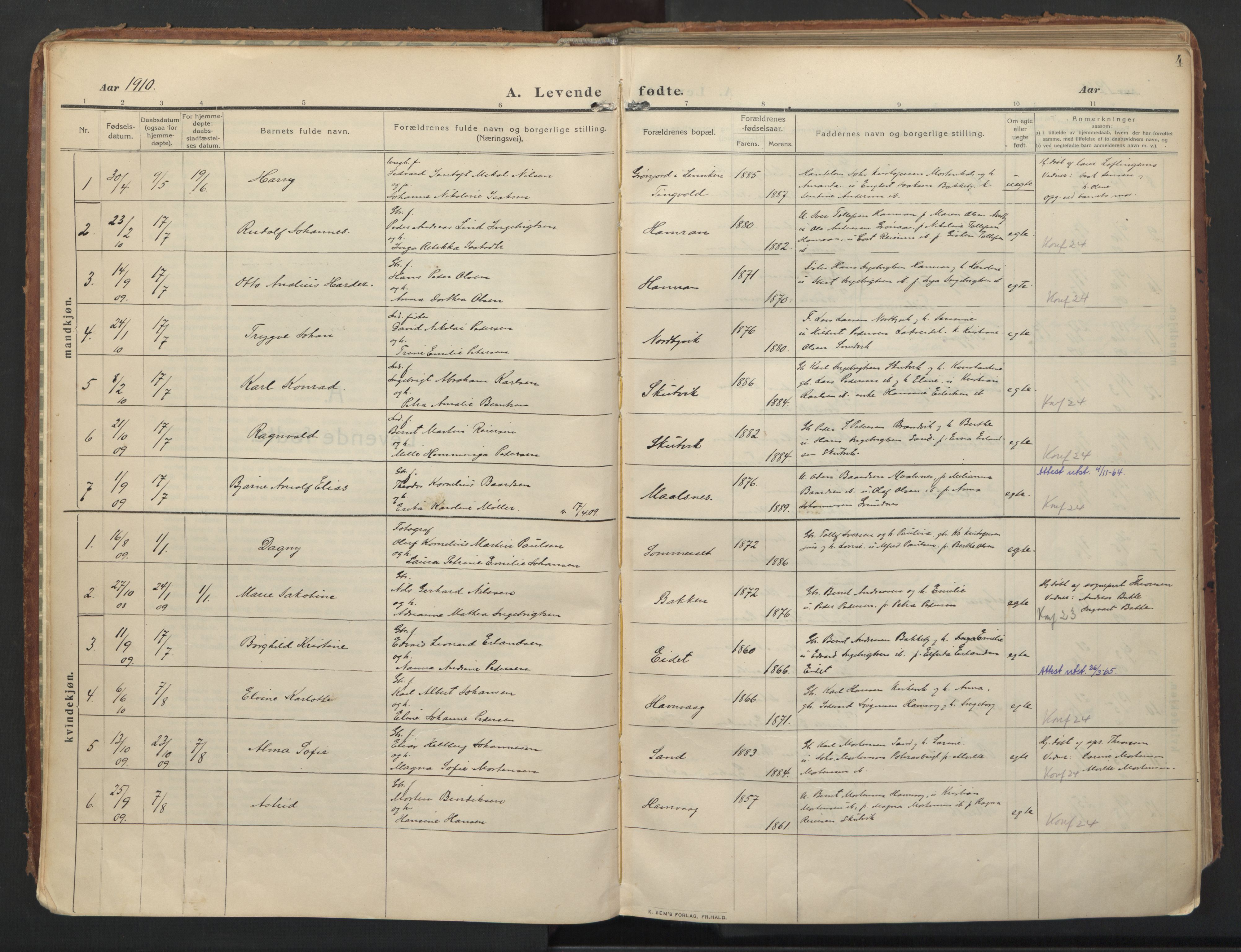 Balsfjord sokneprestembete, AV/SATØ-S-1303/G/Gaa/L0008kirke: Parish register (official) no. 8, 1910-1927, p. 4