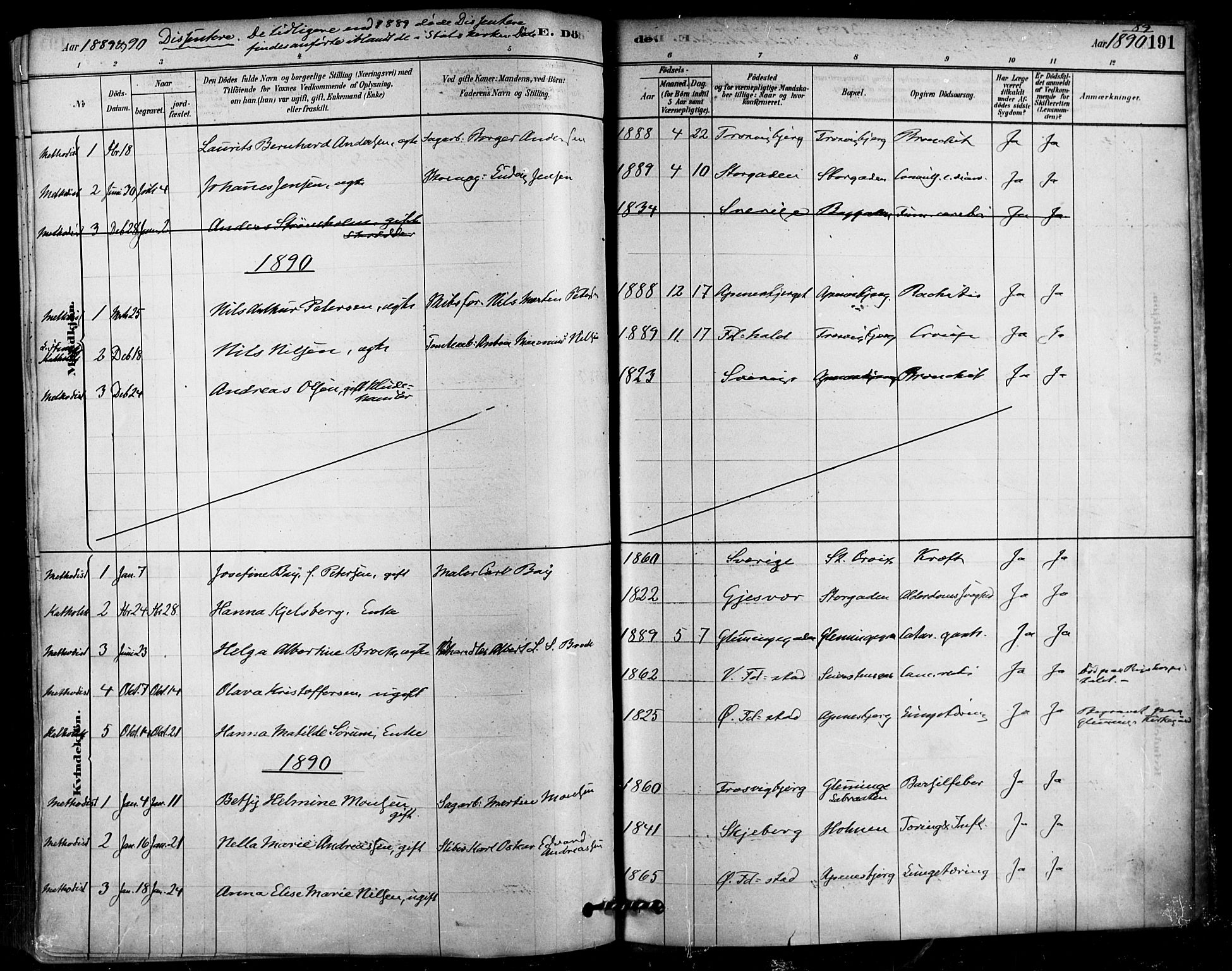 Fredrikstad domkirkes prestekontor Kirkebøker, SAO/A-10906/F/Fa/L0003: Parish register (official) no. 3, 1878-1904, p. 191