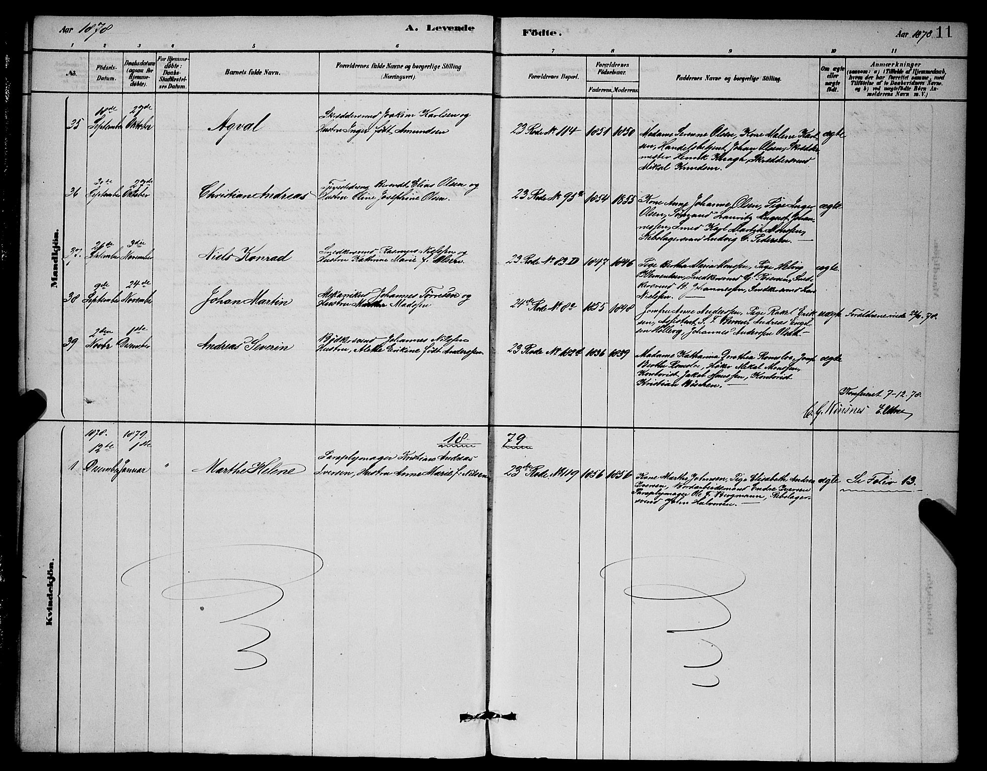 Mariakirken Sokneprestembete, AV/SAB-A-76901/H/Hab/L0004: Parish register (copy) no. A 4, 1878-1892, p. 11