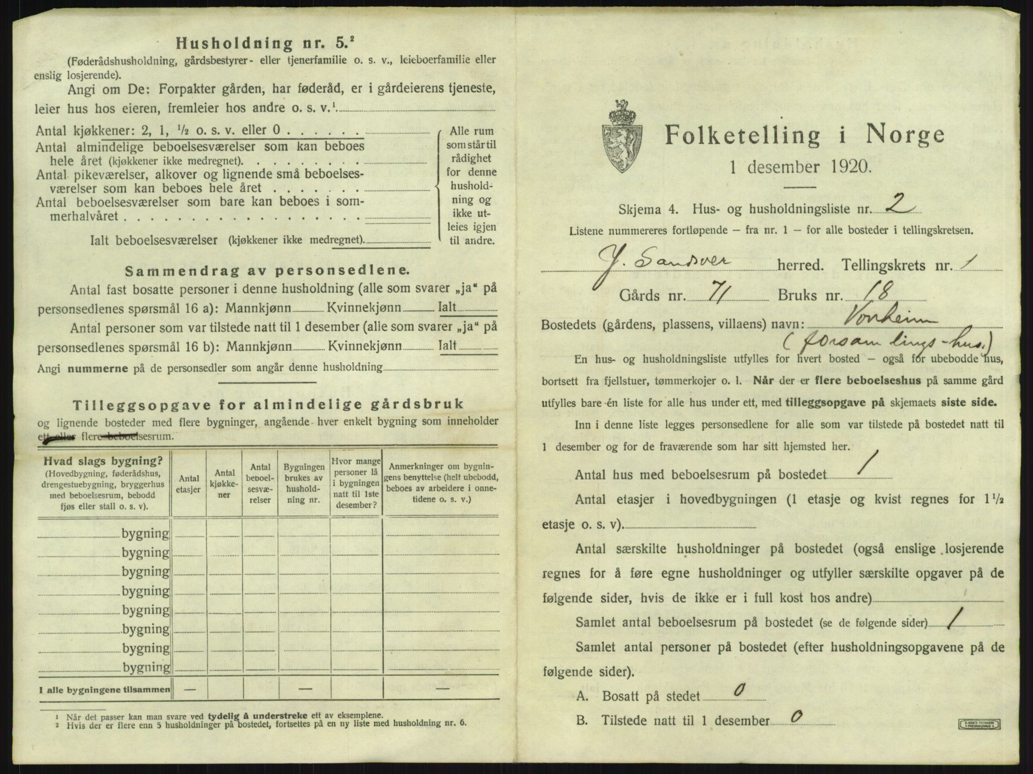SAKO, 1920 census for Ytre Sandsvær, 1920, p. 38
