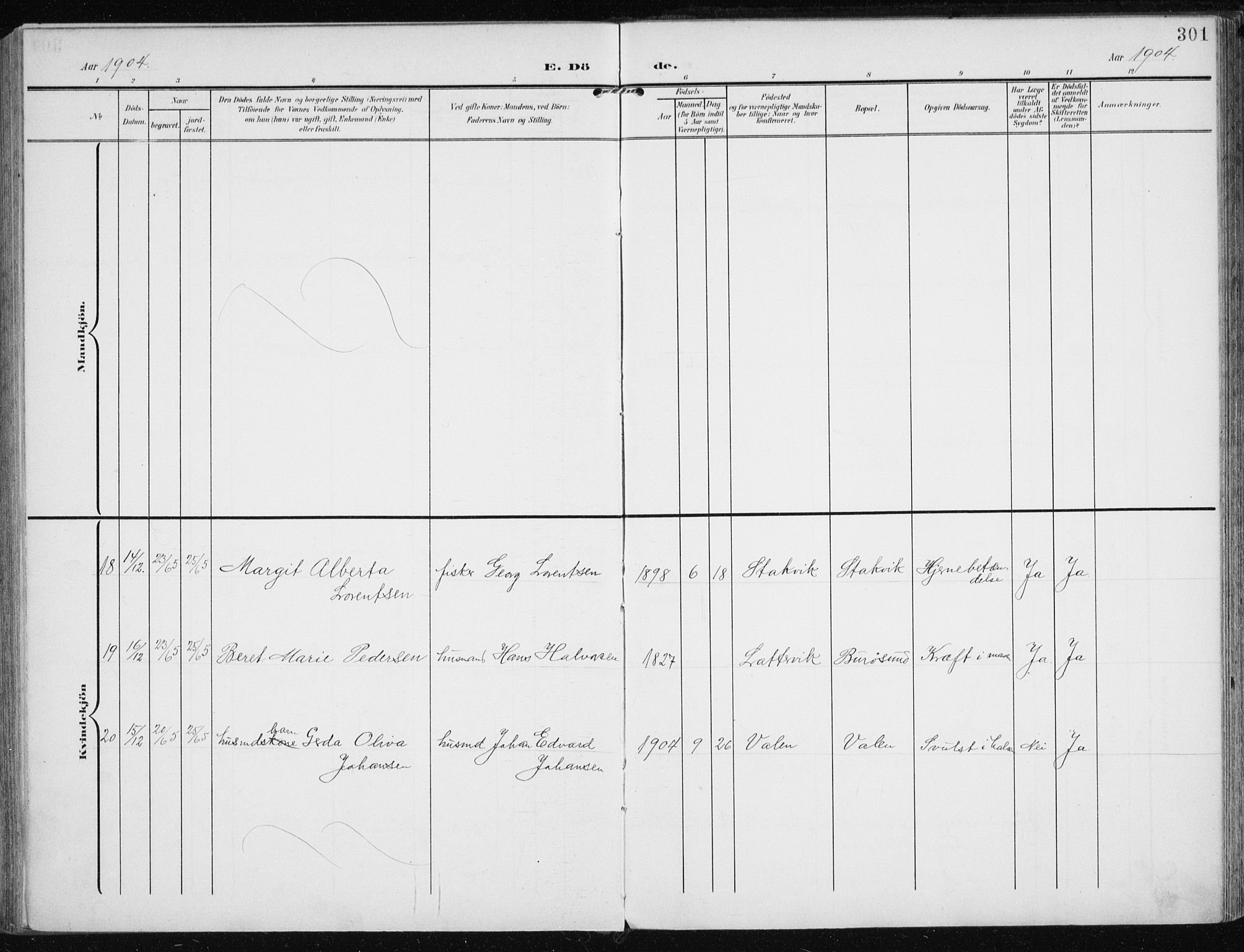 Karlsøy sokneprestembete, AV/SATØ-S-1299/H/Ha/Haa/L0014kirke: Parish register (official) no. 14, 1903-1917, p. 301