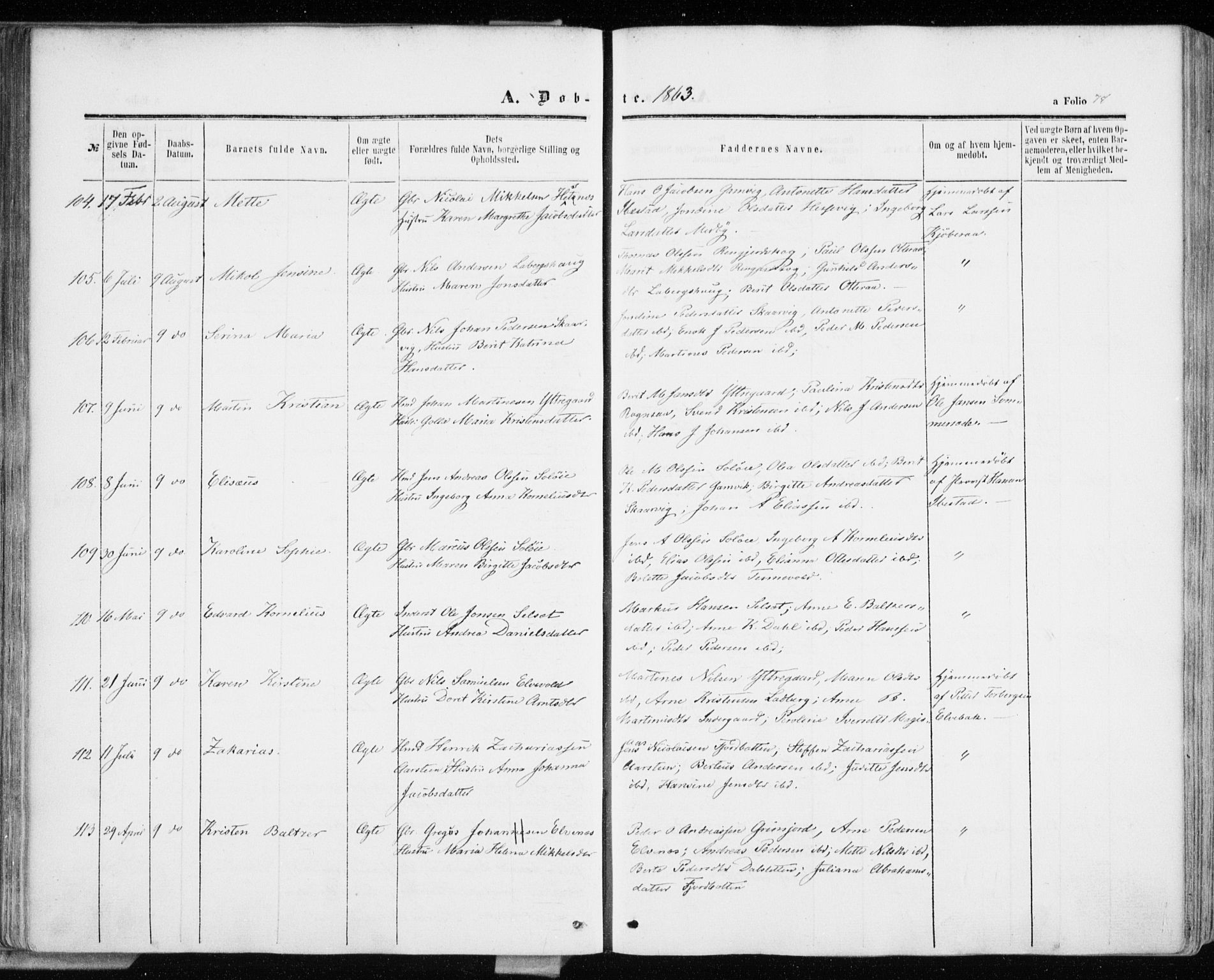 Ibestad sokneprestembete, SATØ/S-0077/H/Ha/Haa/L0009kirke: Parish register (official) no. 9, 1859-1868, p. 78