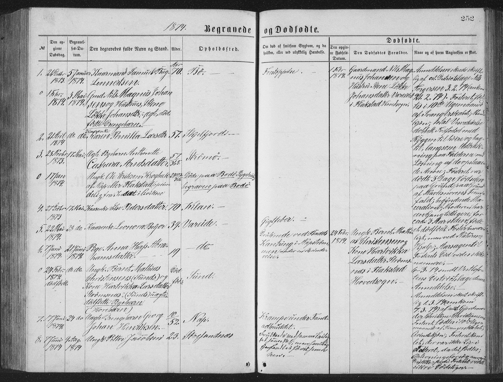 Ministerialprotokoller, klokkerbøker og fødselsregistre - Nordland, SAT/A-1459/885/L1213: Parish register (copy) no. 885C02, 1874-1892, p. 252
