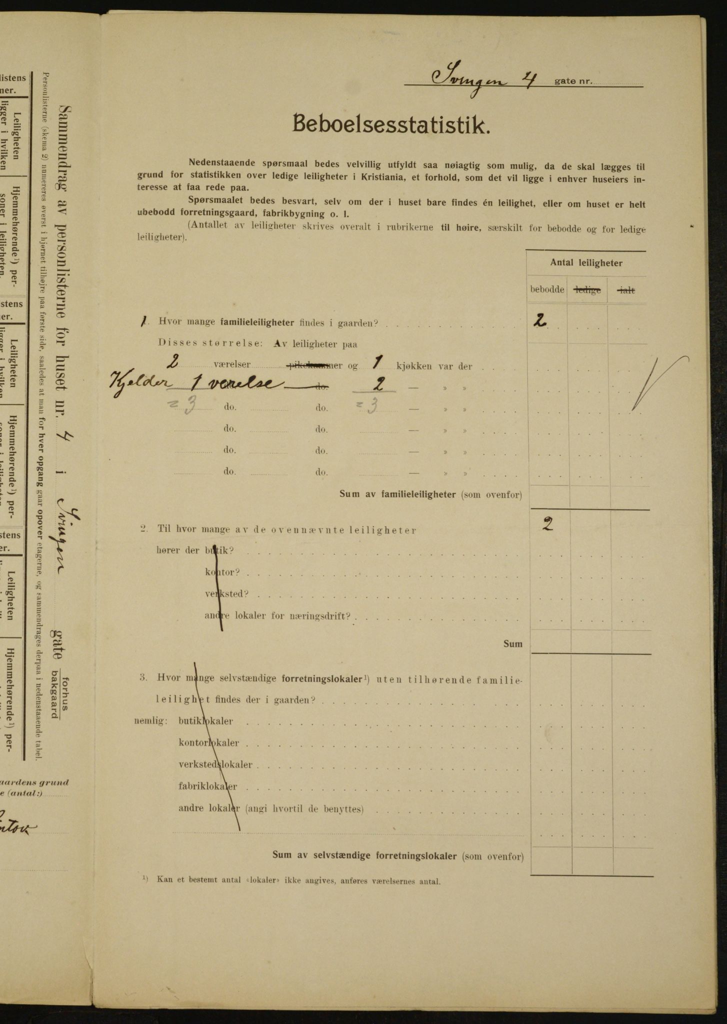 OBA, Municipal Census 1910 for Kristiania, 1910, p. 100651