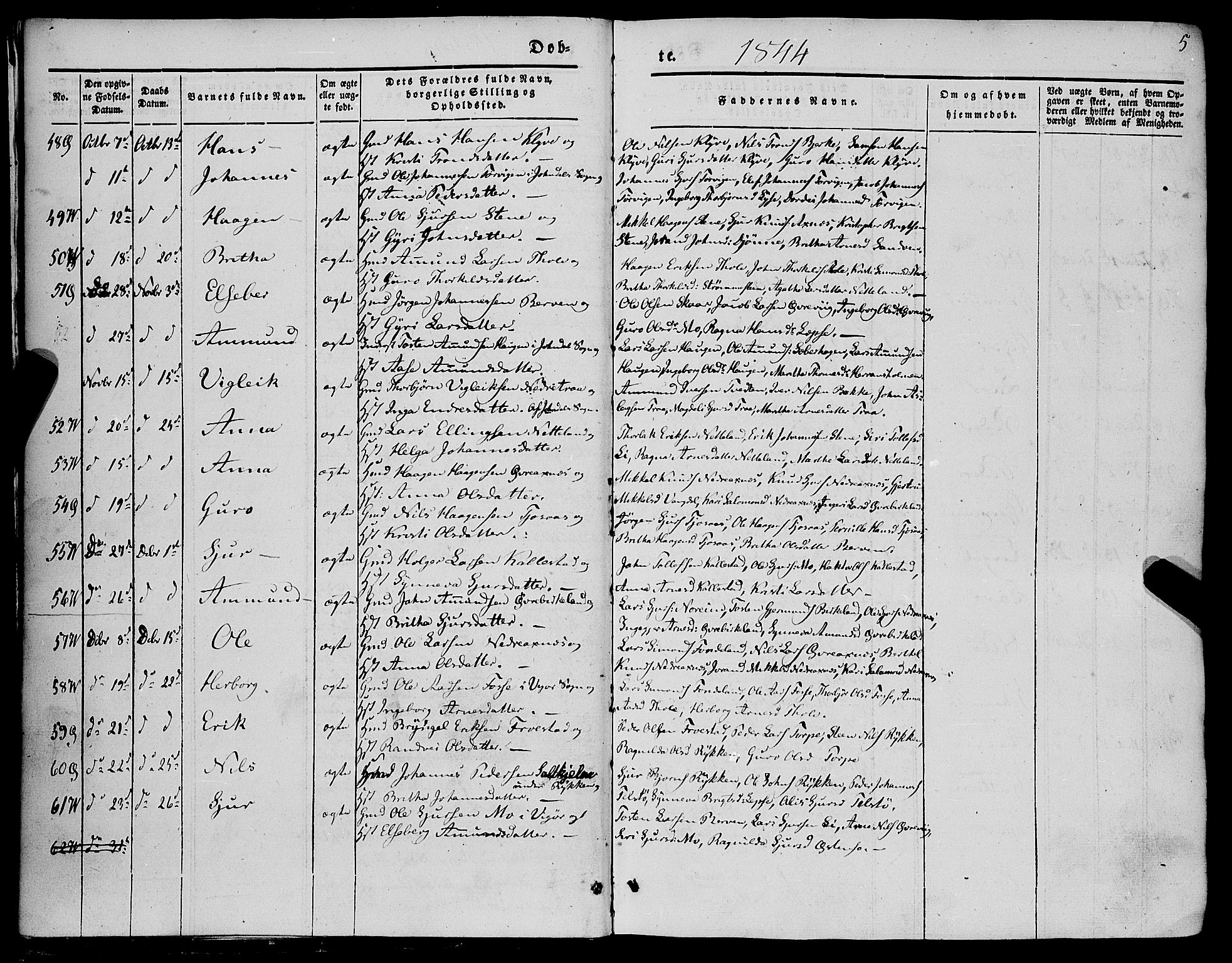 Kvam sokneprestembete, AV/SAB-A-76201/H/Haa: Parish register (official) no. A 8, 1844-1863, p. 5