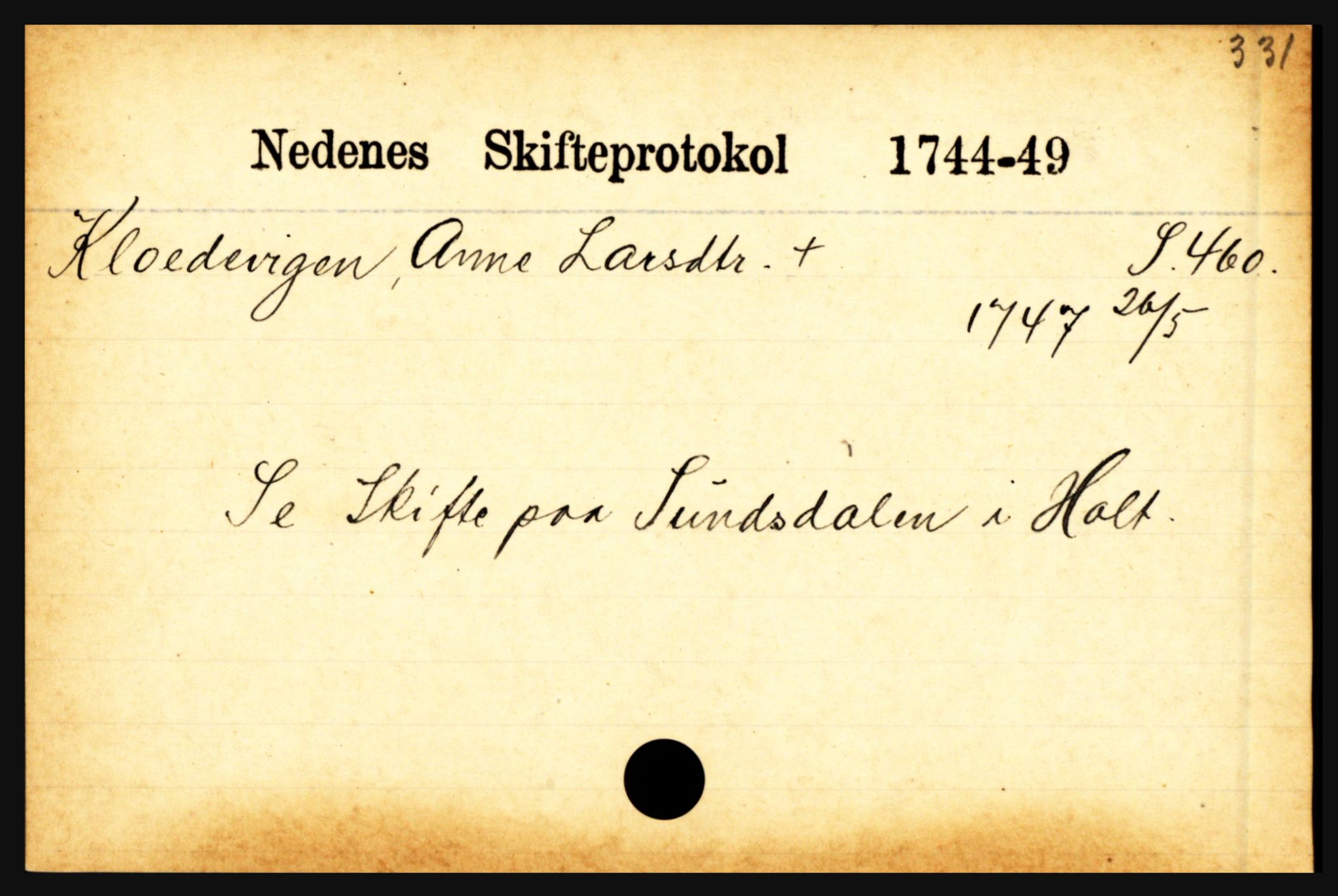 Nedenes sorenskriveri før 1824, AV/SAK-1221-0007/H, p. 14959