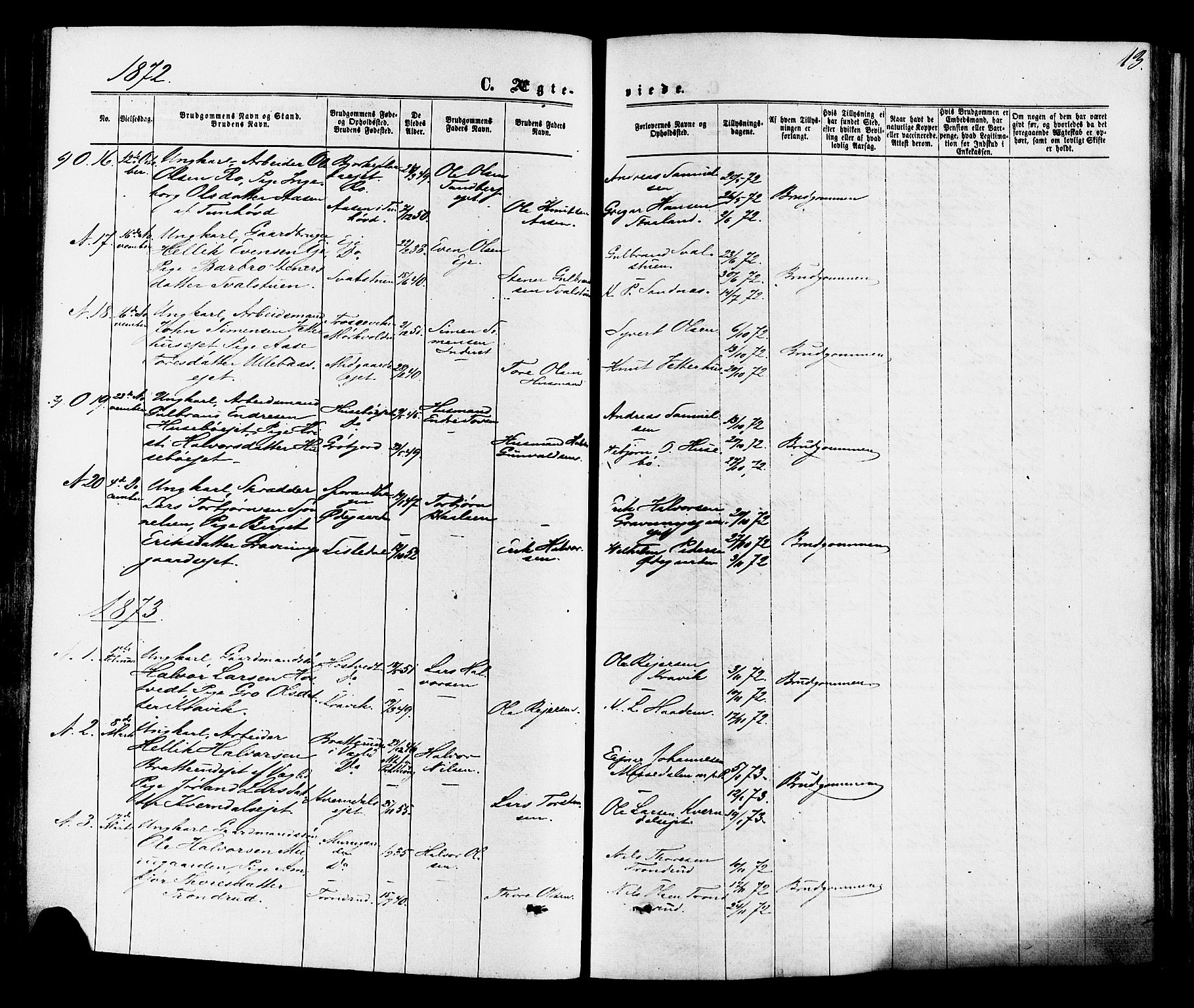 Nore kirkebøker, SAKO/A-238/F/Fa/L0004: Parish register (official) no. I 4, 1867-1877, p. 13