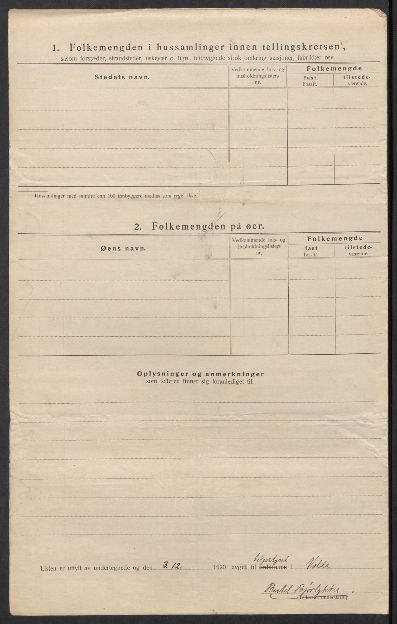 SAT, 1920 census for Volda, 1920, p. 44