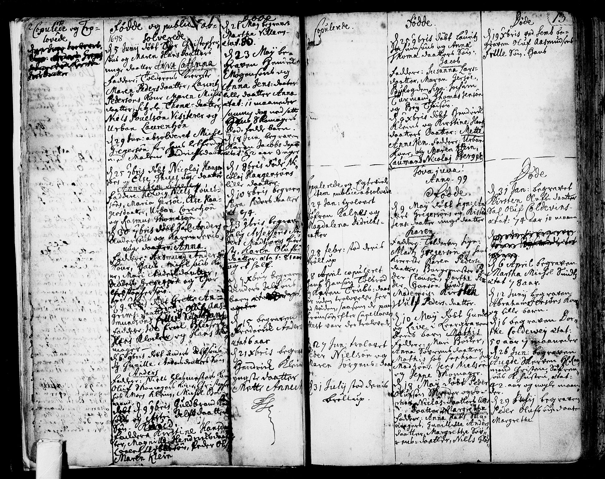 Tønsberg kirkebøker, SAKO/A-330/F/Fb/L0001: Parish register (official) no. II 1, 1690-1796, p. 12-13