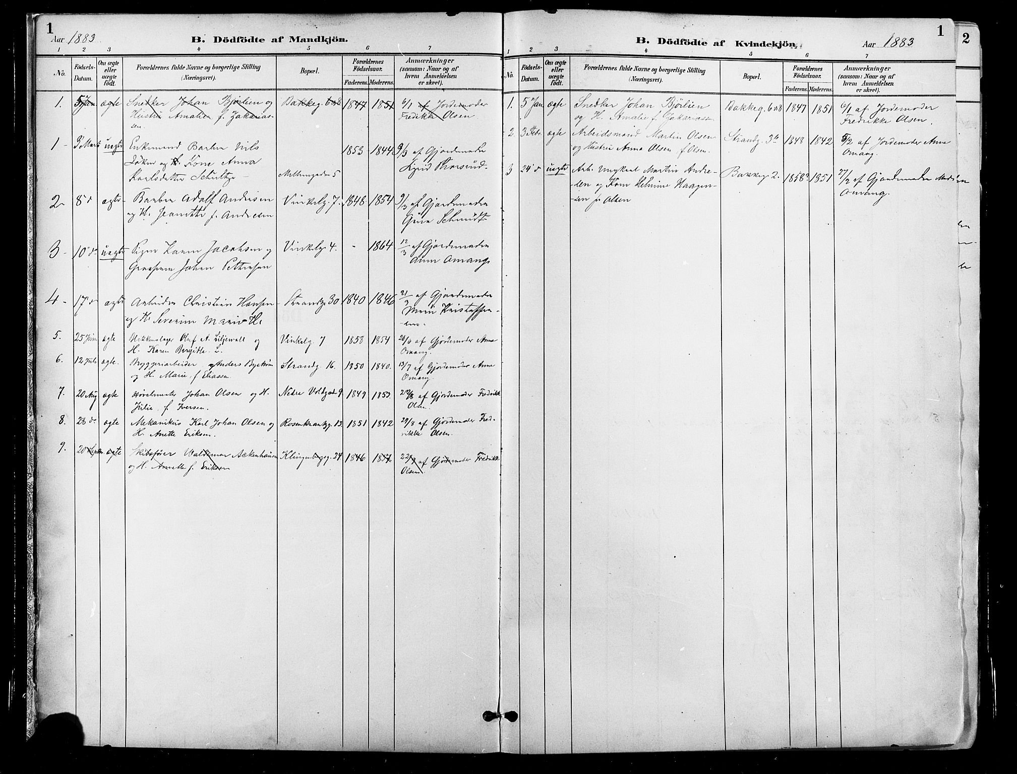 Johannes prestekontor Kirkebøker, SAO/A-10852/F/Fa/L0004: Parish register (official) no. 4, 1883-1907, p. 1