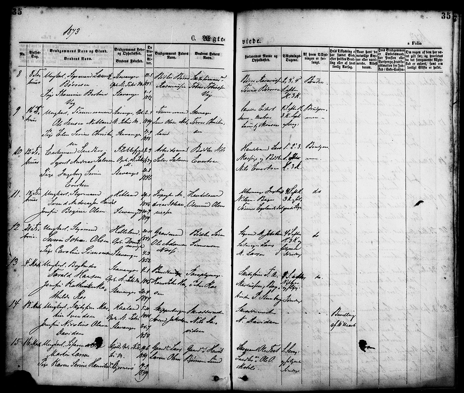 St. Petri sokneprestkontor, AV/SAST-A-101813/001/30/30BA/L0010: Parish register (official) no. A 10, 1869-1878, p. 35