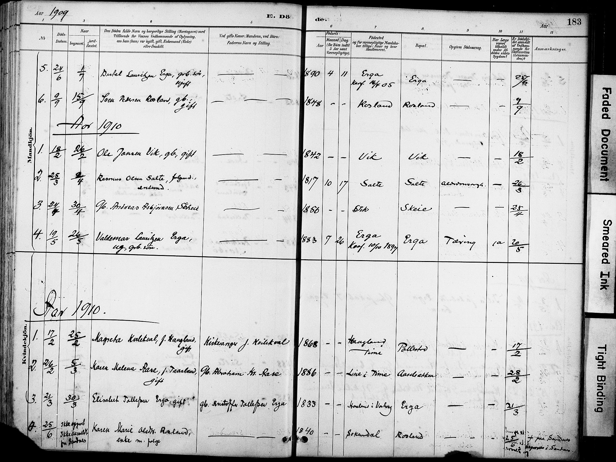 Klepp sokneprestkontor, AV/SAST-A-101803/001/3/30BA/L0007: Parish register (official) no. A 8, 1886-1912, p. 183