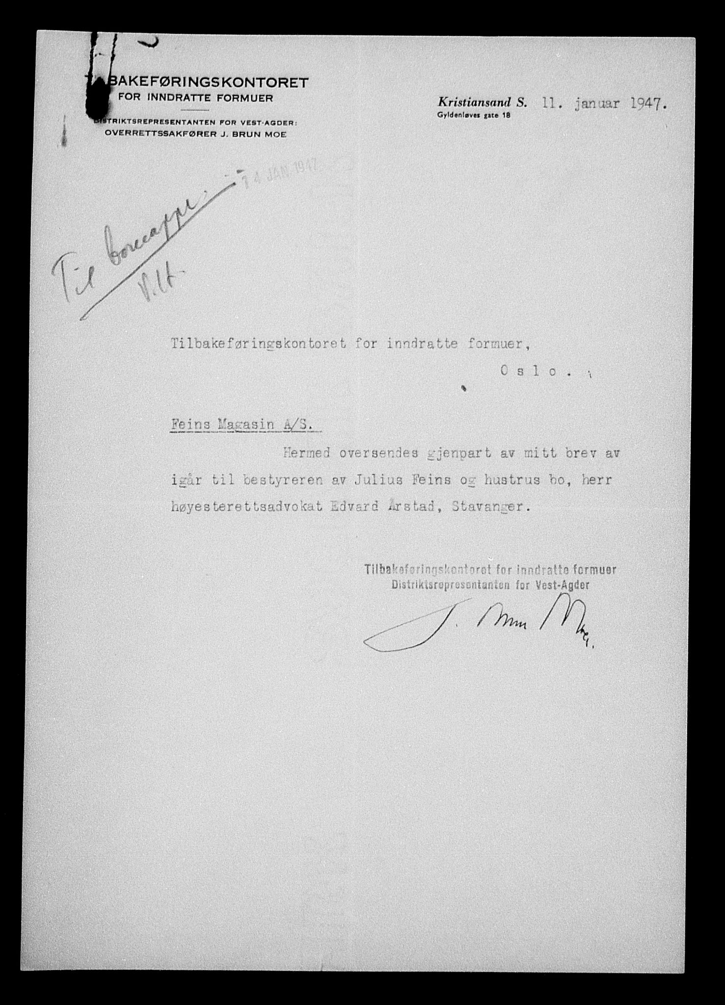Justisdepartementet, Tilbakeføringskontoret for inndratte formuer, AV/RA-S-1564/H/Hc/Hcd/L0995: --, 1945-1947, p. 315