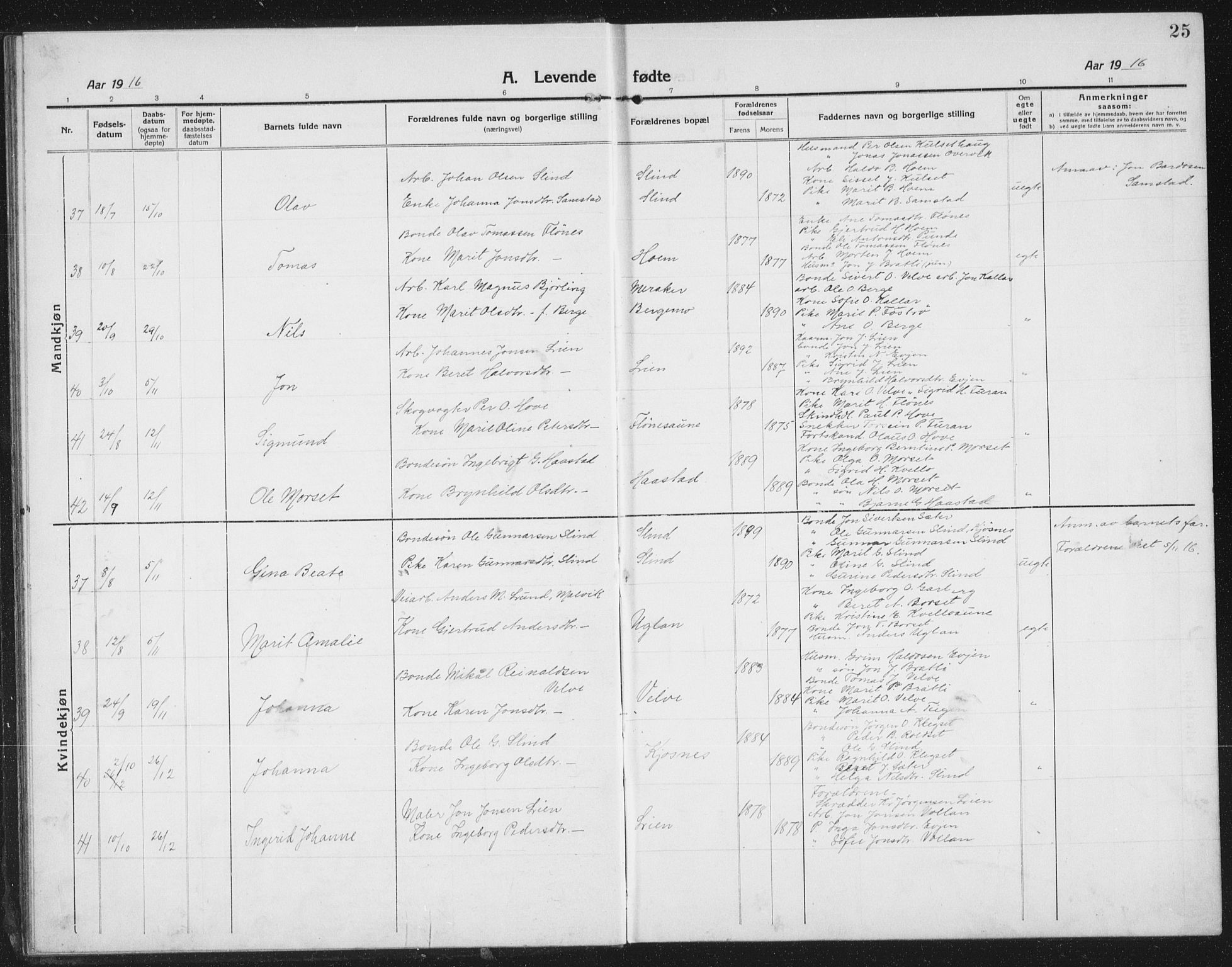 Ministerialprotokoller, klokkerbøker og fødselsregistre - Sør-Trøndelag, SAT/A-1456/695/L1158: Parish register (copy) no. 695C09, 1913-1940, p. 25