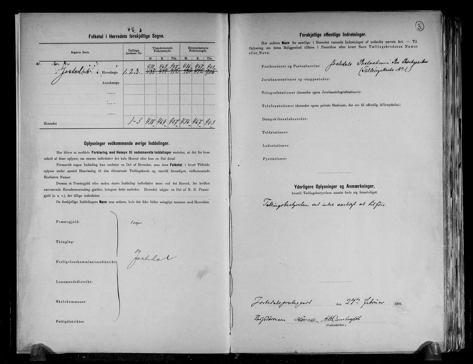 RA, 1891 census for 1427 Jostedal, 1891, p. 3