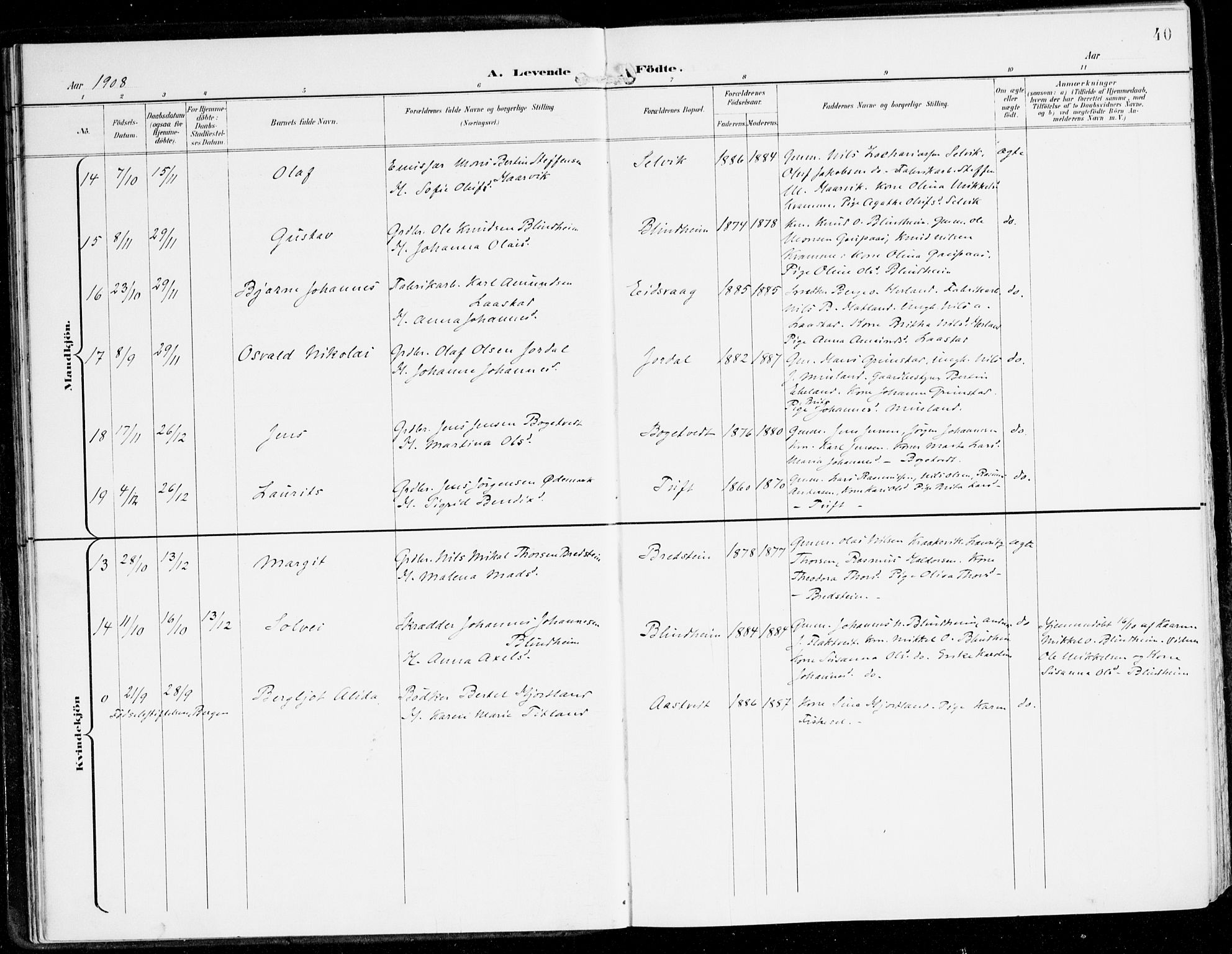 Hamre sokneprestembete, AV/SAB-A-75501/H/Ha/Haa/Haad/L0002: Parish register (official) no. D 2, 1899-1916, p. 40