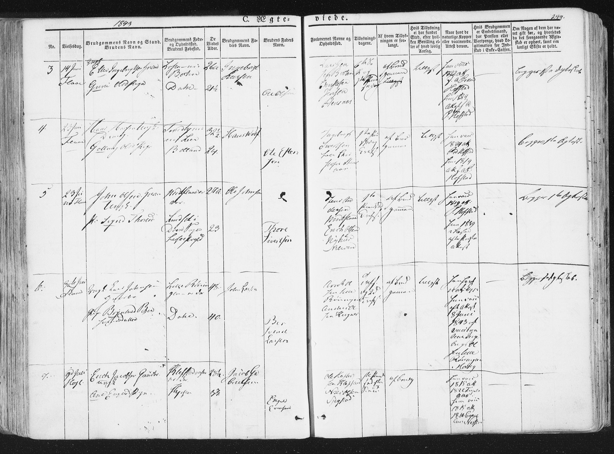 Ministerialprotokoller, klokkerbøker og fødselsregistre - Sør-Trøndelag, SAT/A-1456/691/L1074: Parish register (official) no. 691A06, 1842-1852, p. 249
