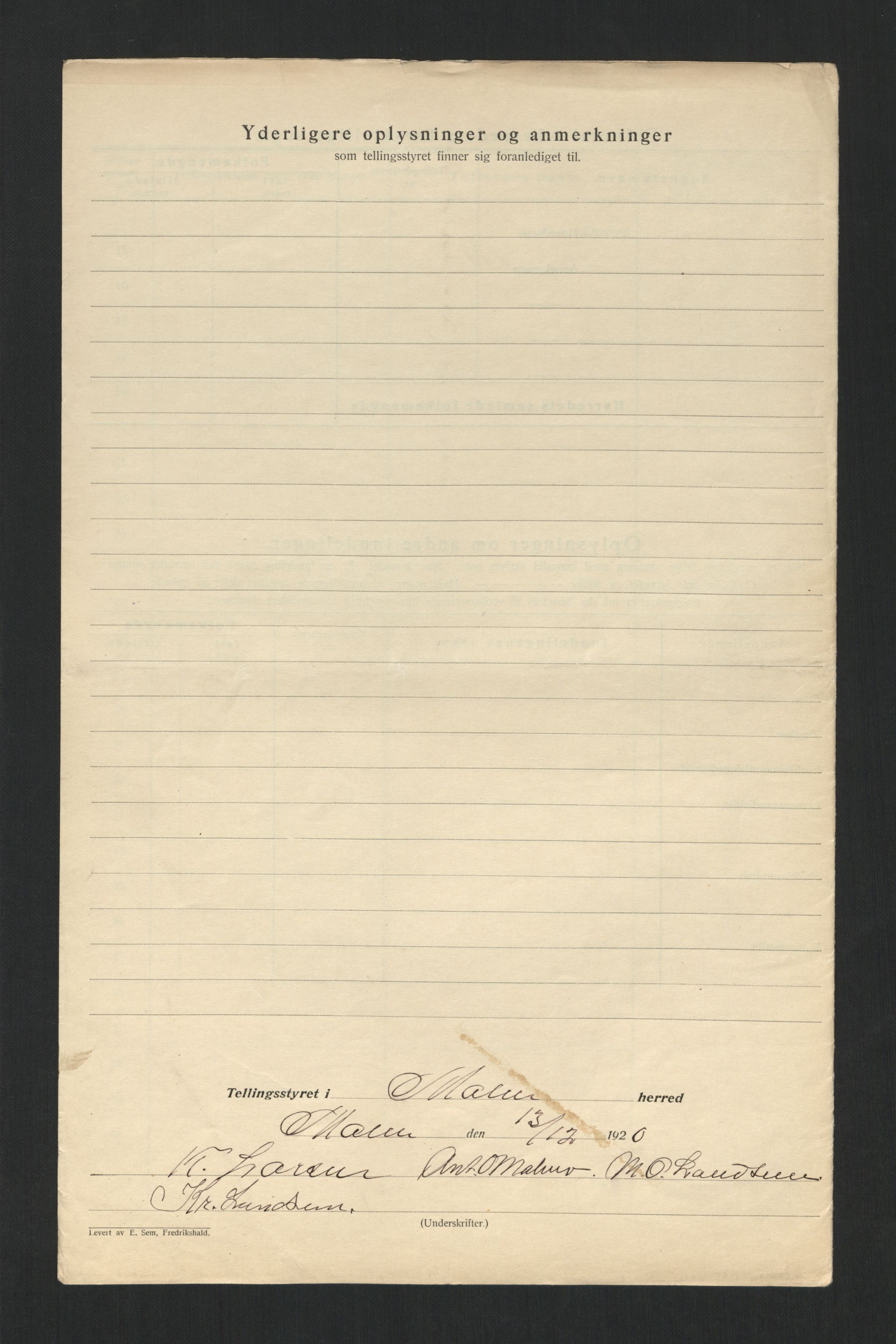 SAT, 1920 census for Malm, 1920, p. 6