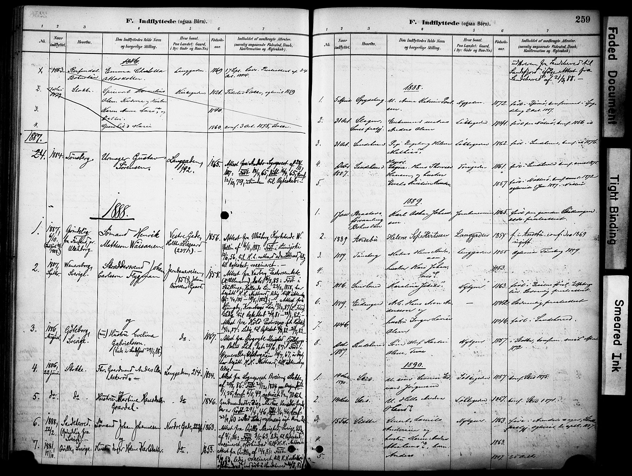 Sandefjord kirkebøker, SAKO/A-315/F/Fa/L0002: Parish register (official) no. 2, 1880-1894, p. 259