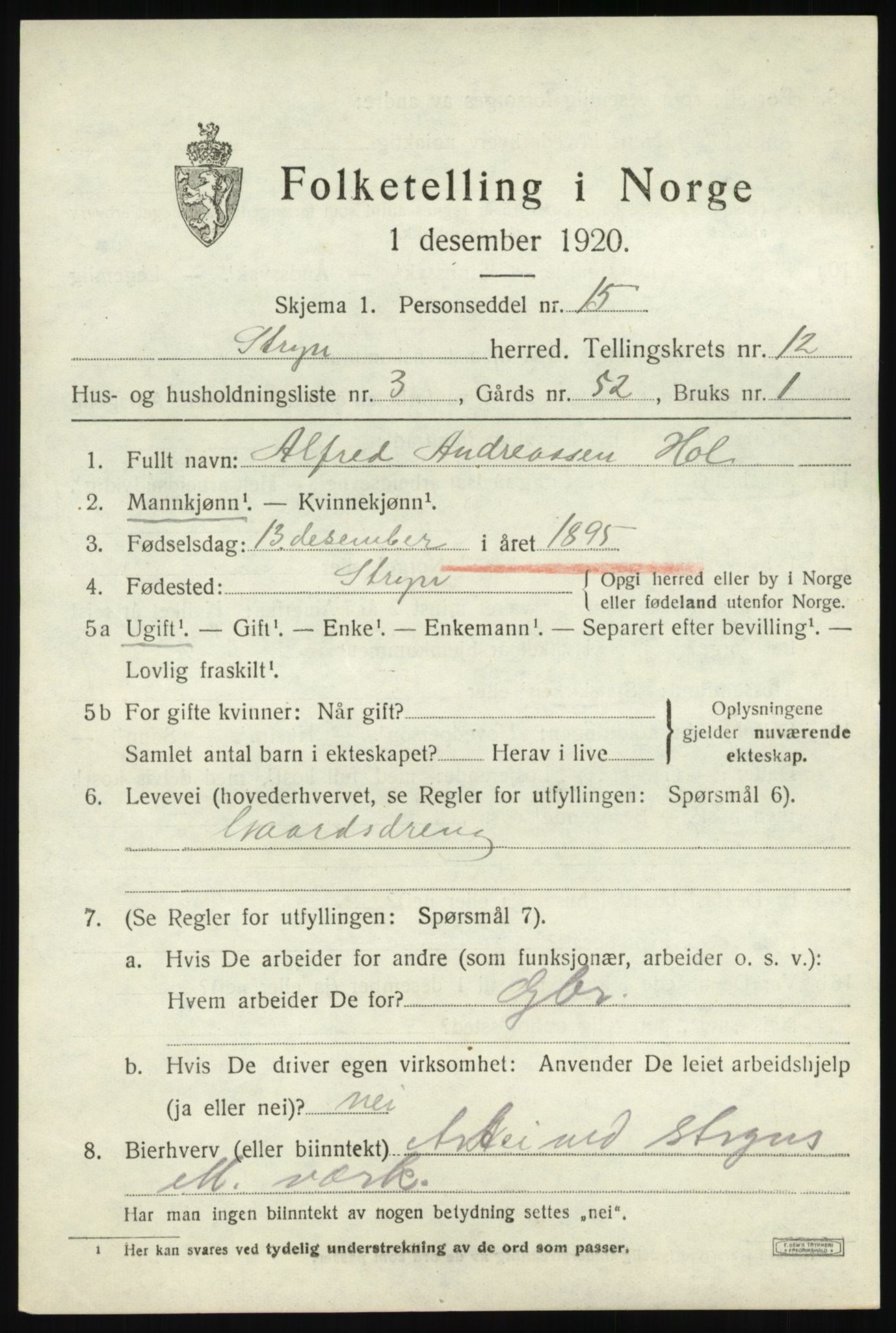 SAB, 1920 census for Stryn, 1920, p. 5510