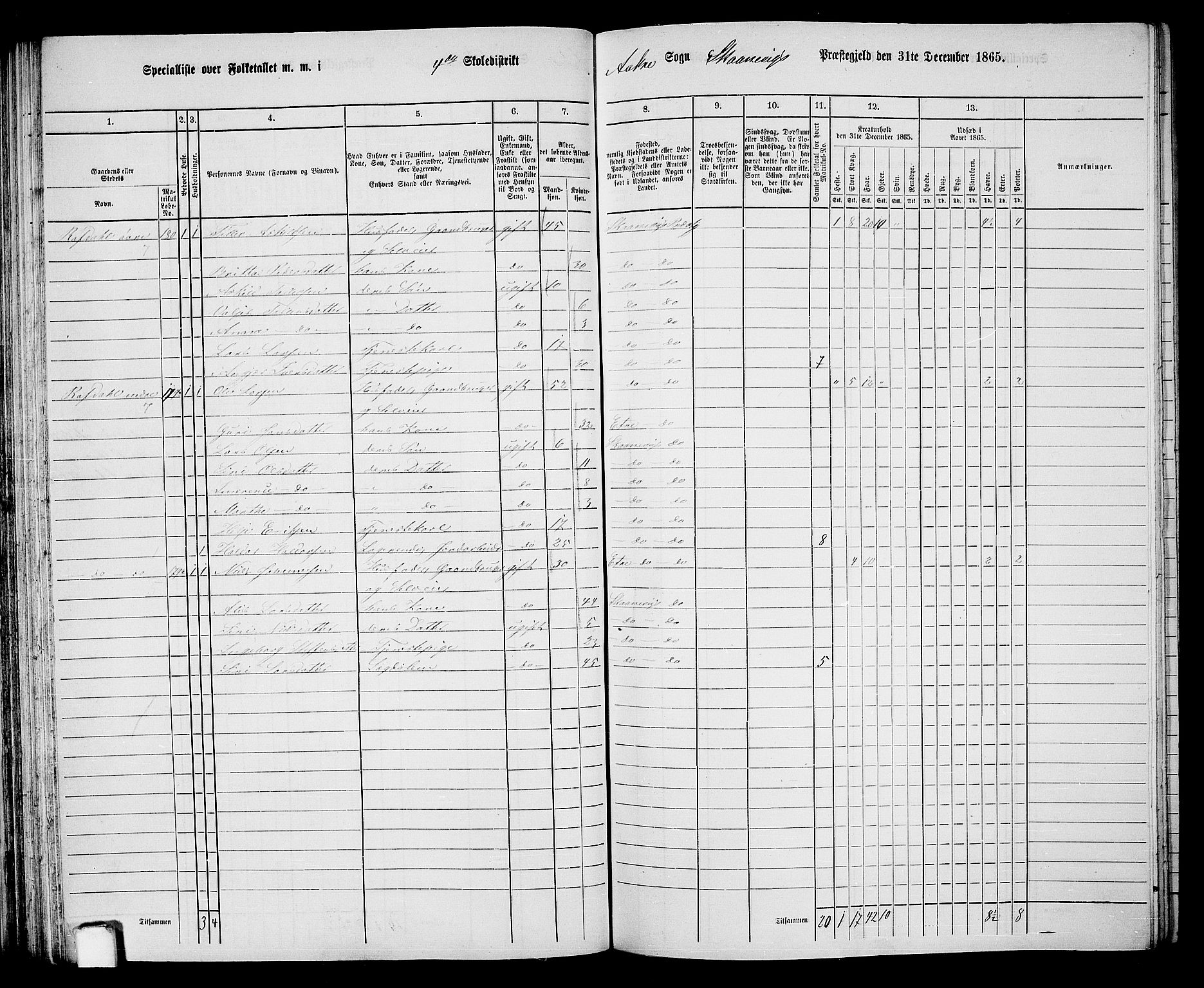 RA, 1865 census for Skånevik, 1865, p. 73