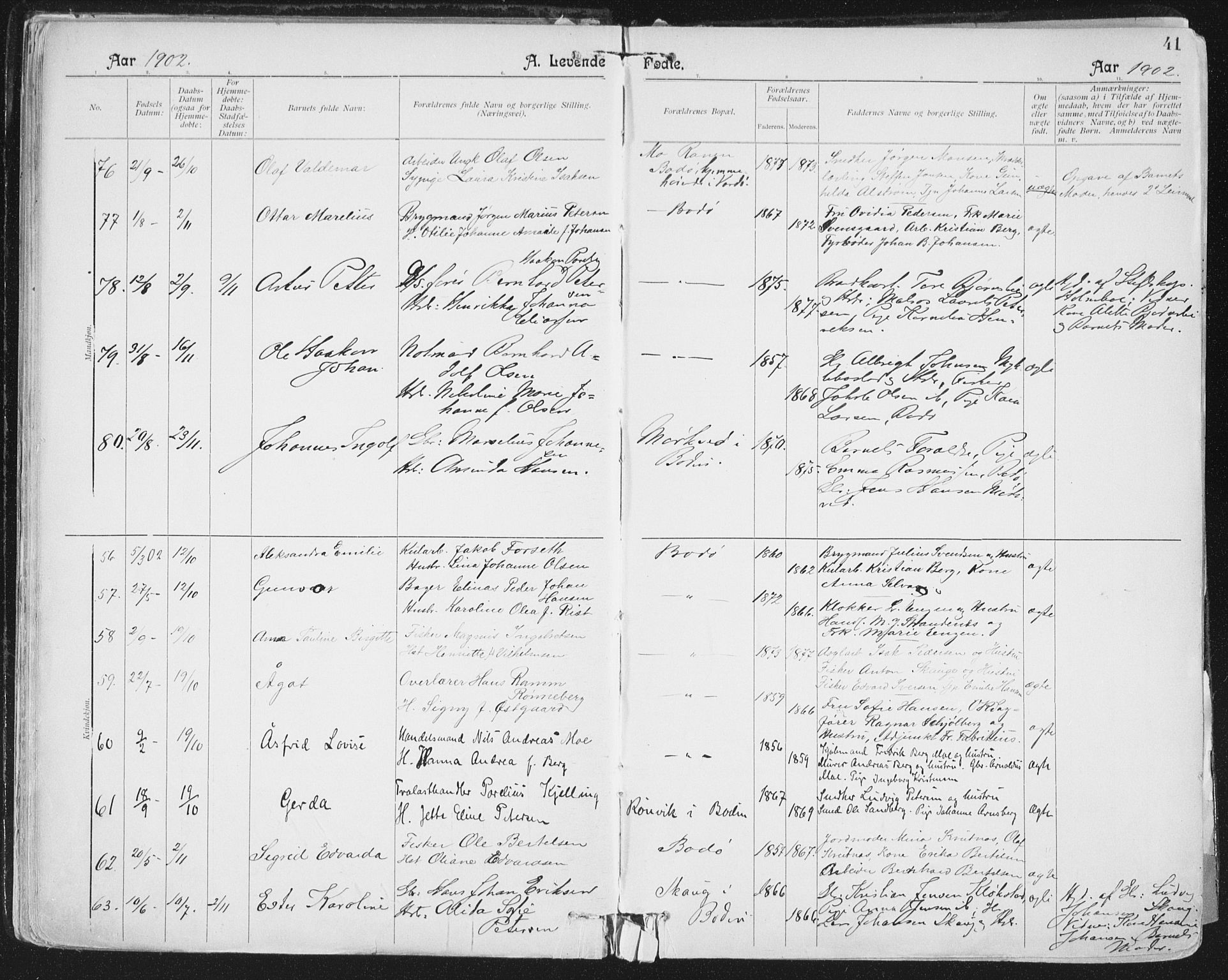 Ministerialprotokoller, klokkerbøker og fødselsregistre - Nordland, AV/SAT-A-1459/801/L0011: Parish register (official) no. 801A11, 1900-1916, p. 41