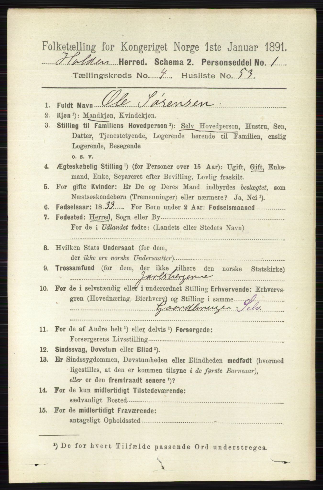 RA, 1891 census for 0819 Holla, 1891, p. 2575