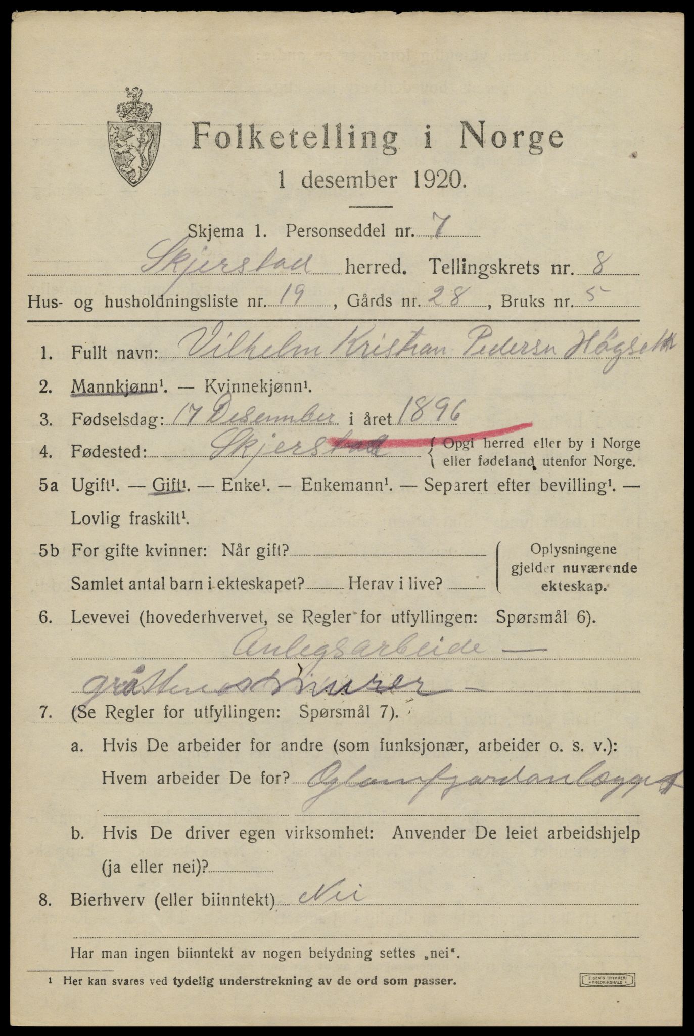 SAT, 1920 census for Skjerstad, 1920, p. 3035